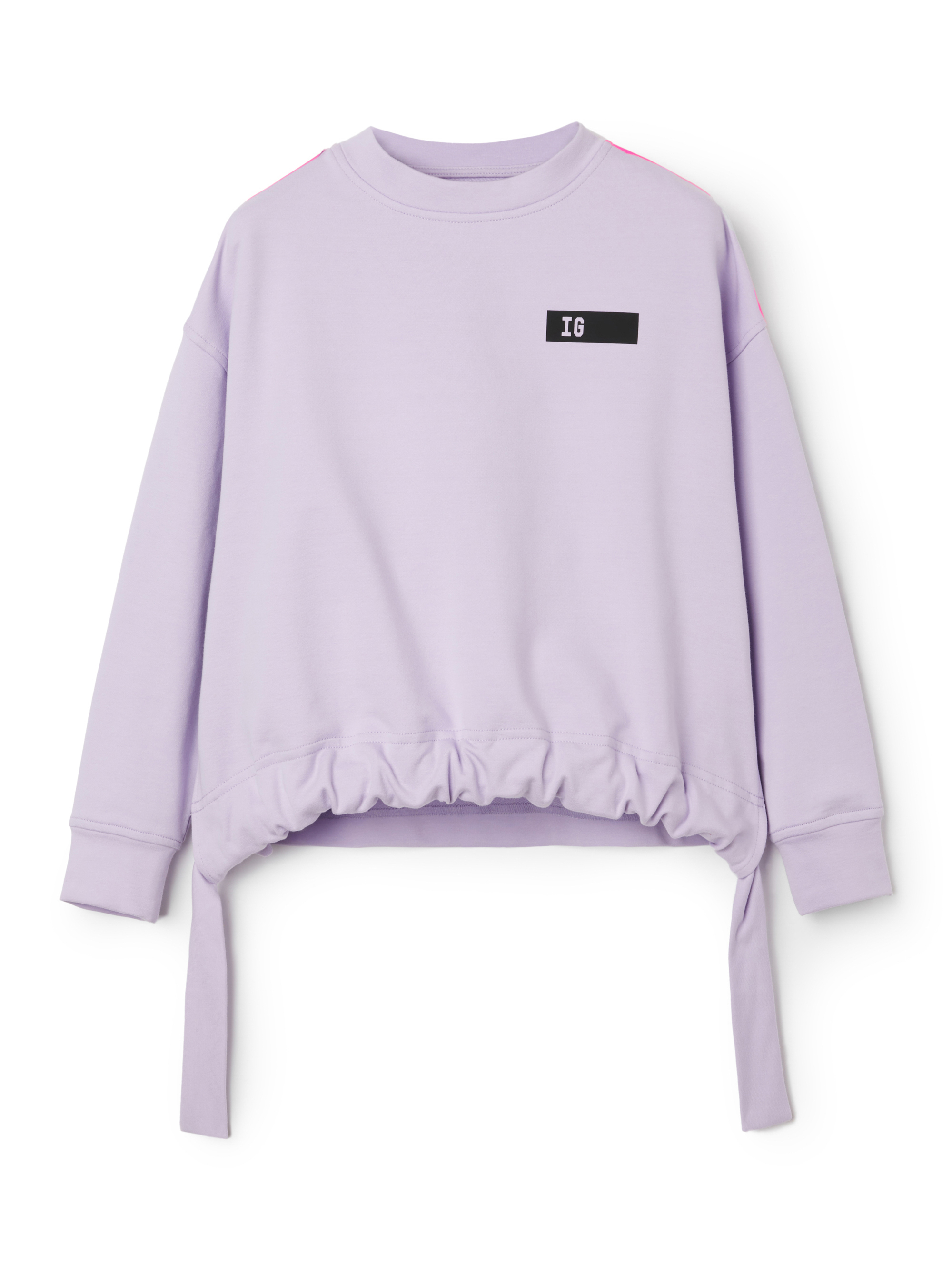Boxy sweatshirt with taping and drawstring - Lilac | Il Gufo