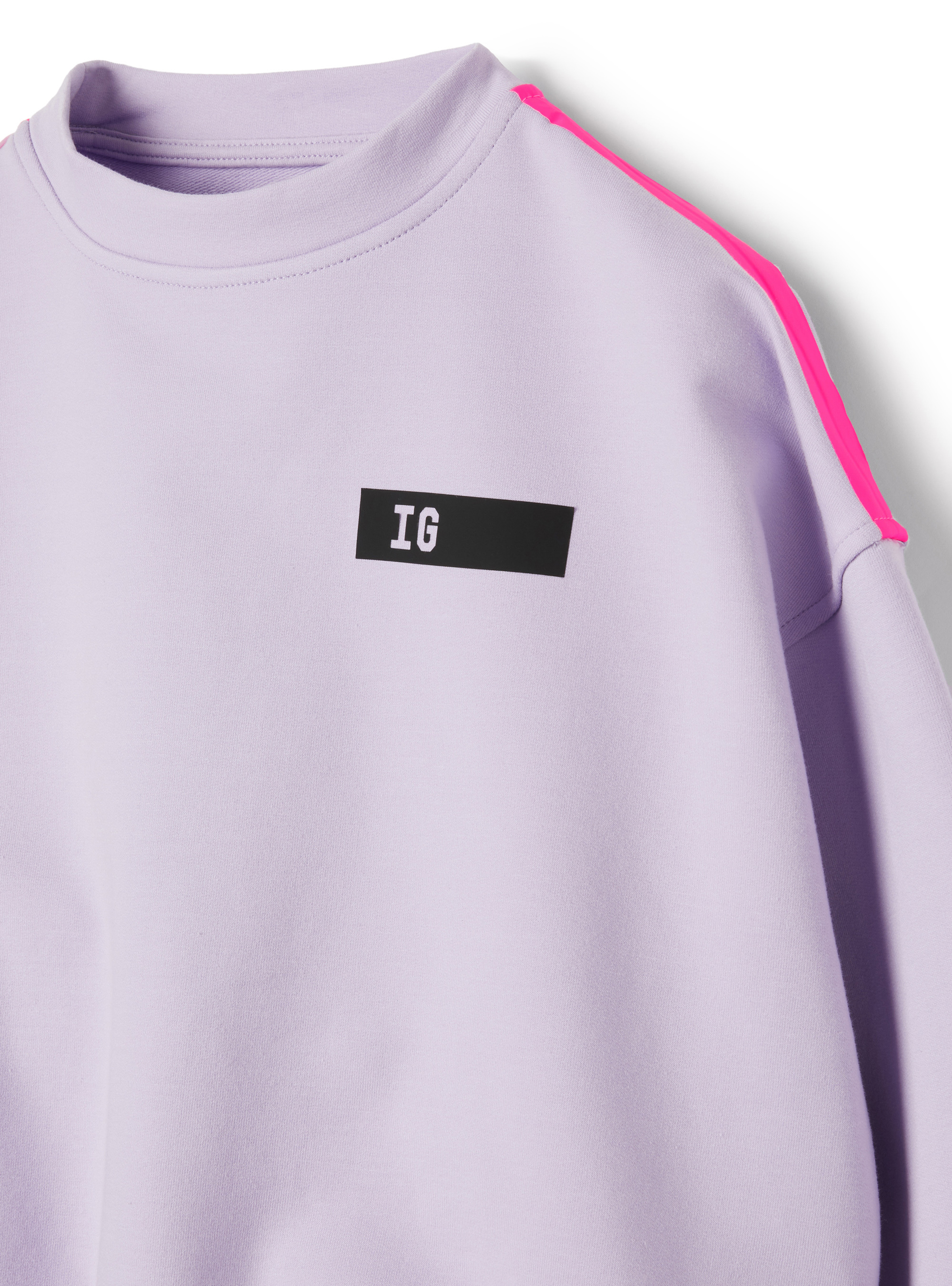 Boxy sweatshirt with taping and drawstring - Lilac | Il Gufo