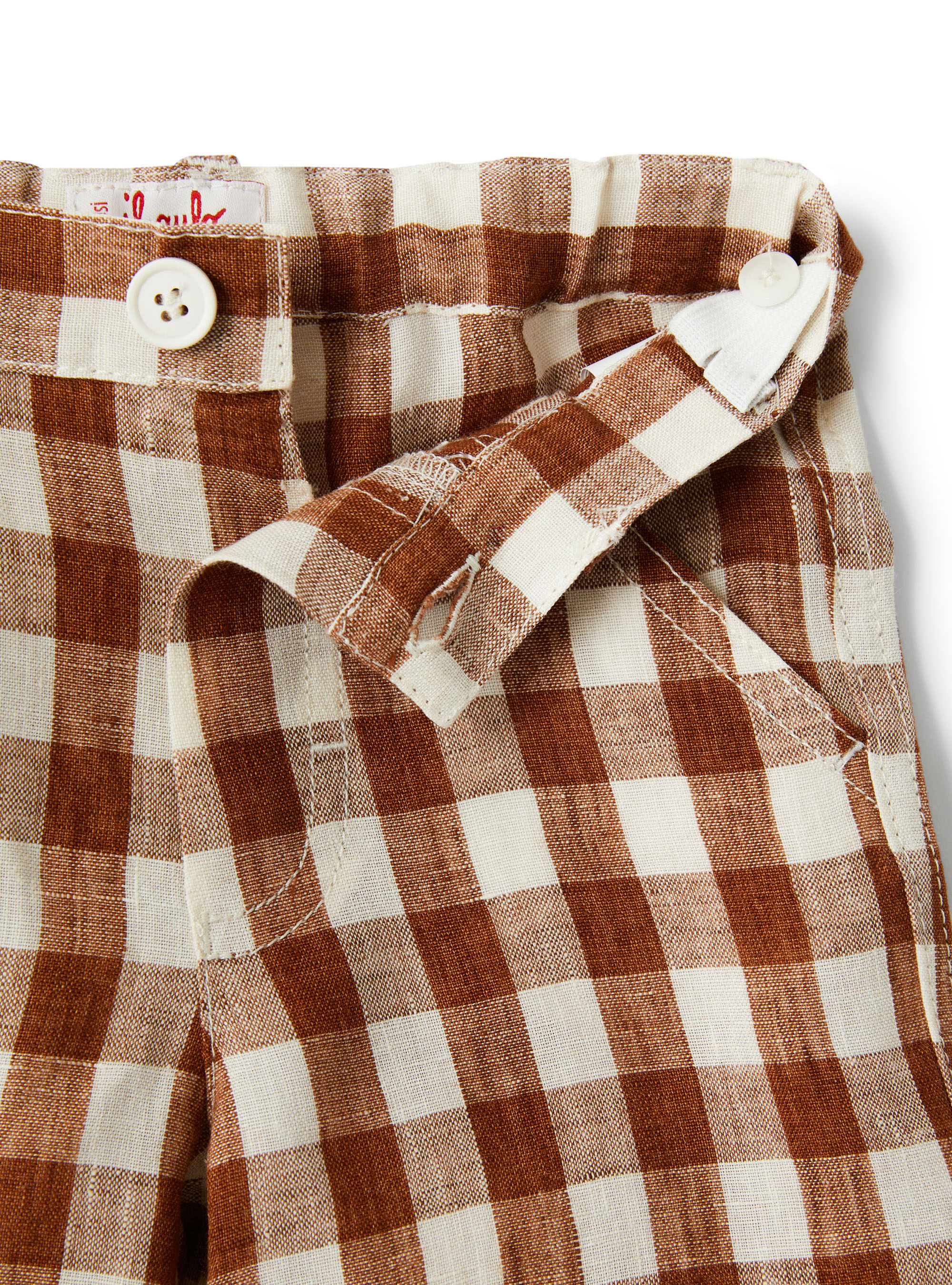 Baby boy's checked linen Bermuda shorts - Brown | Il Gufo