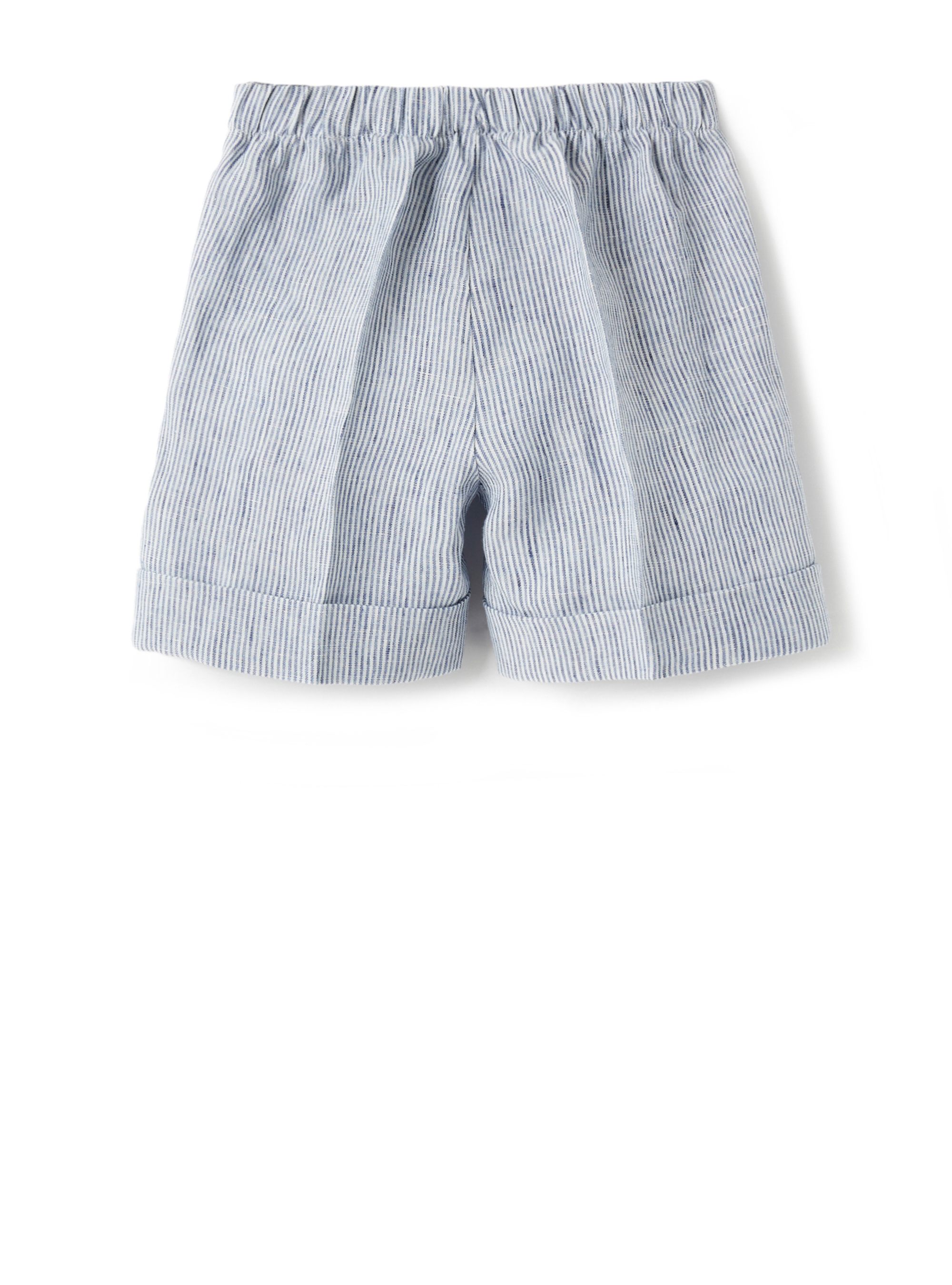 Striped linen Bermuda shorts - Blue | Il Gufo