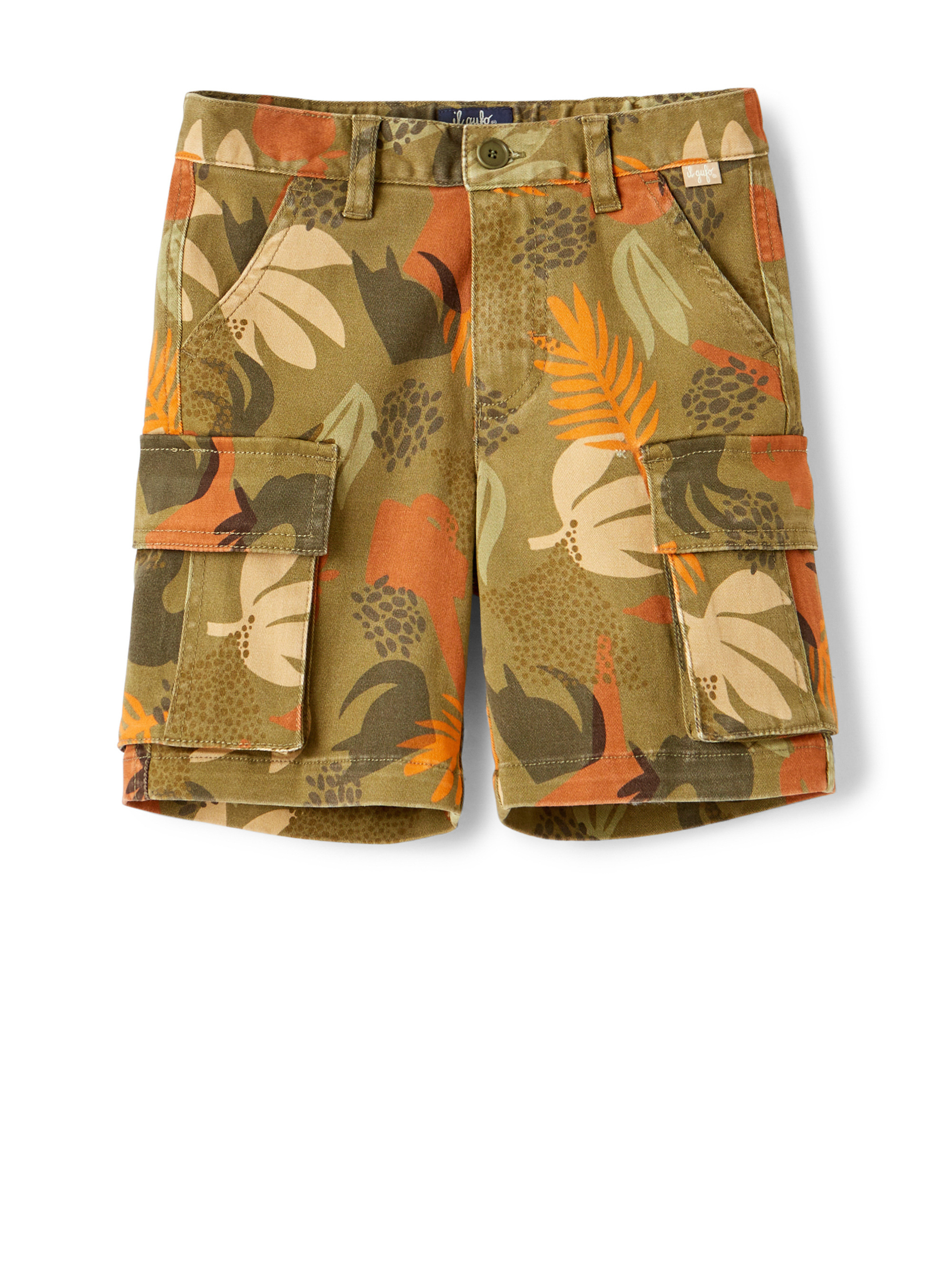 Patterned gabardine bermuda shorts - Green | Il Gufo