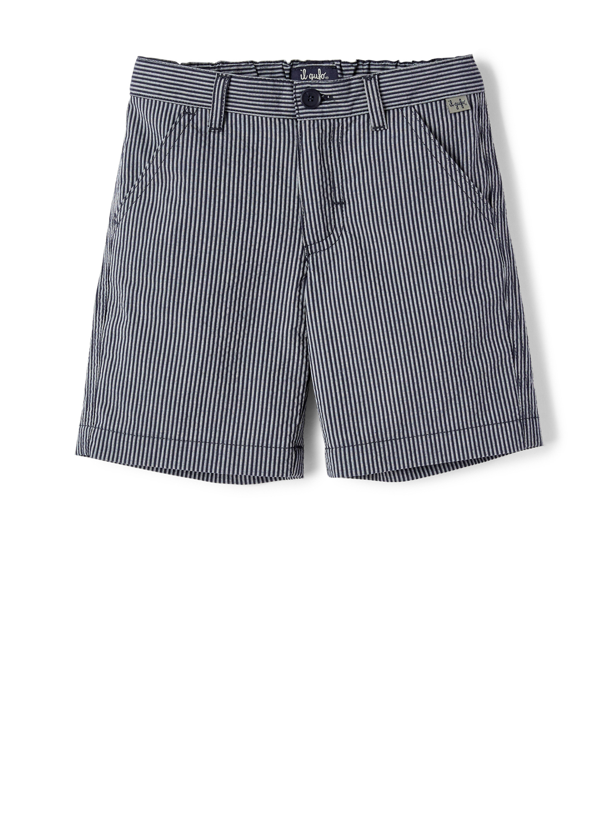 Striped seersucker Bermuda shorts - Blue | Il Gufo