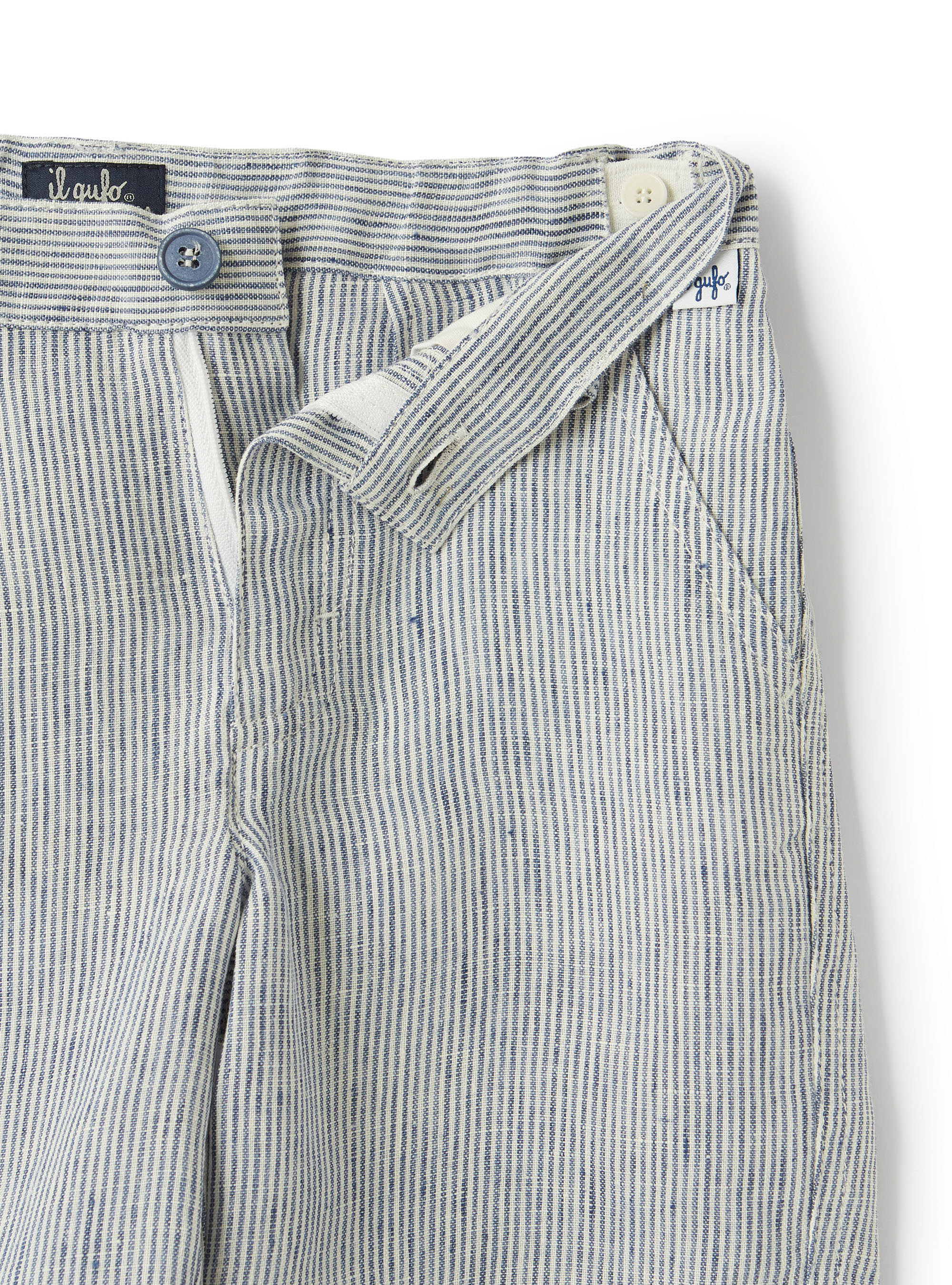 Light blue striped linen Bermuda shorts - Blue | Il Gufo