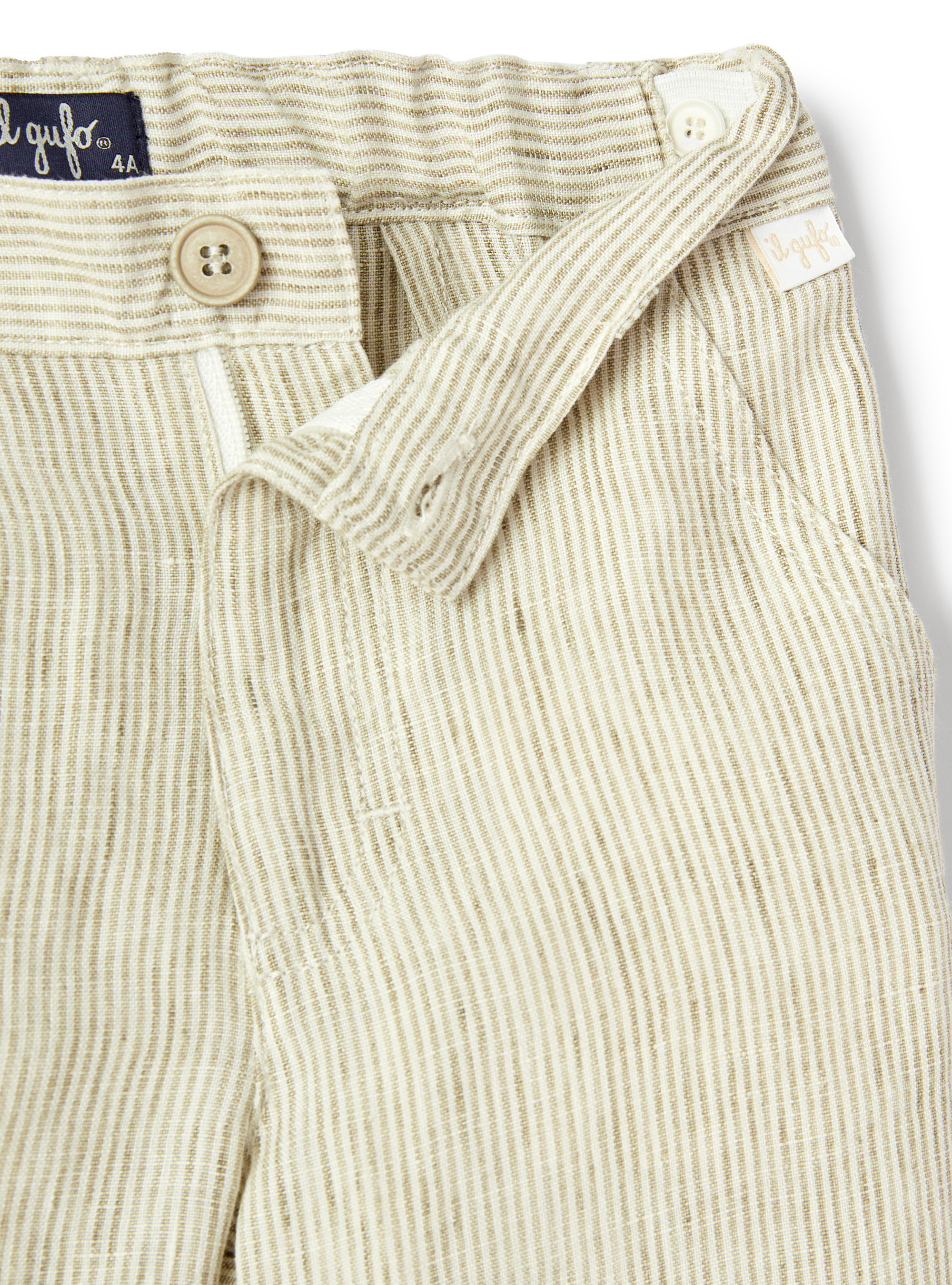Khaki striped linen Bermuda shorts - Green | Il Gufo