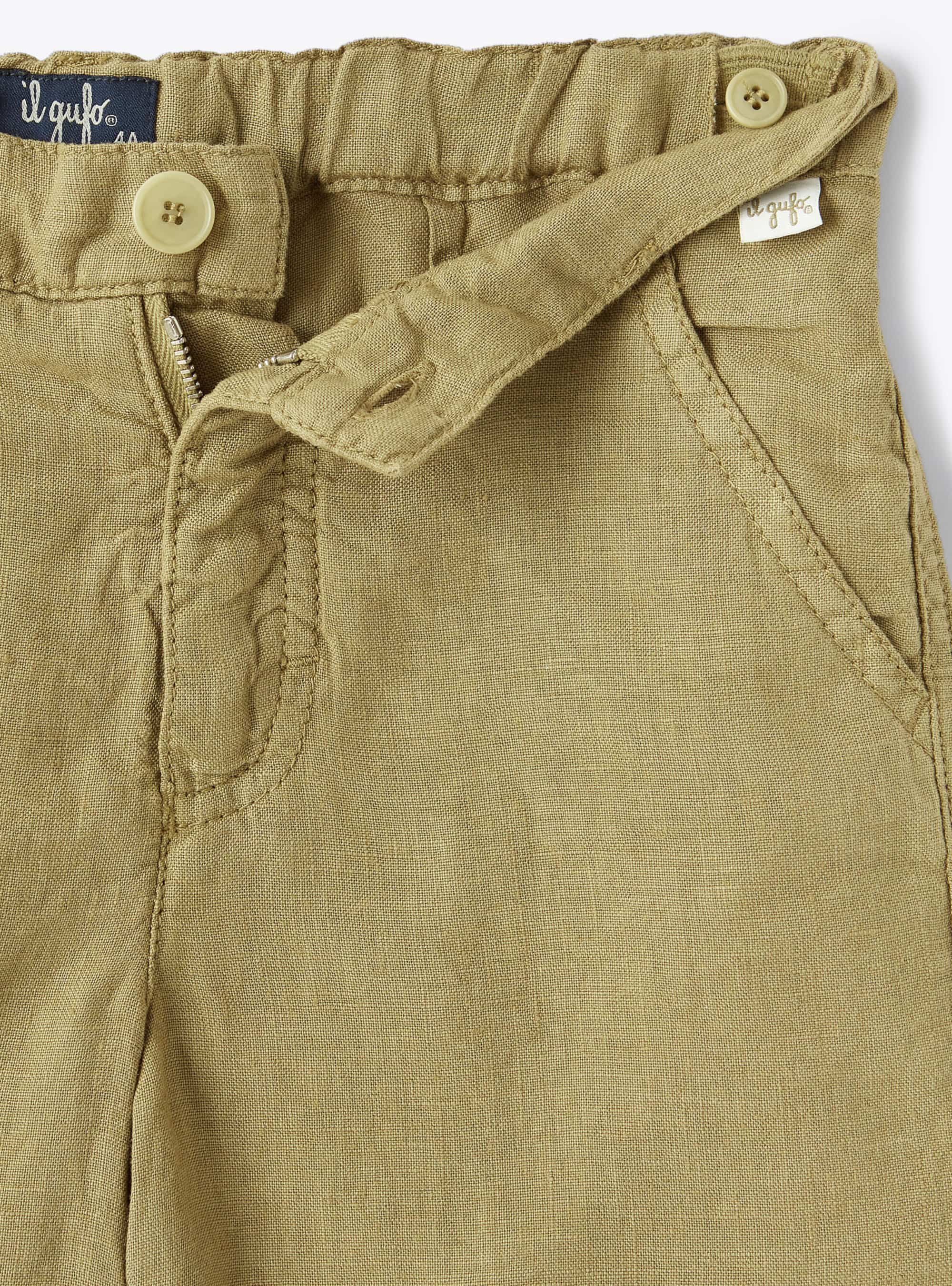 100% linen khaki Bermuda shorts - Green | Il Gufo