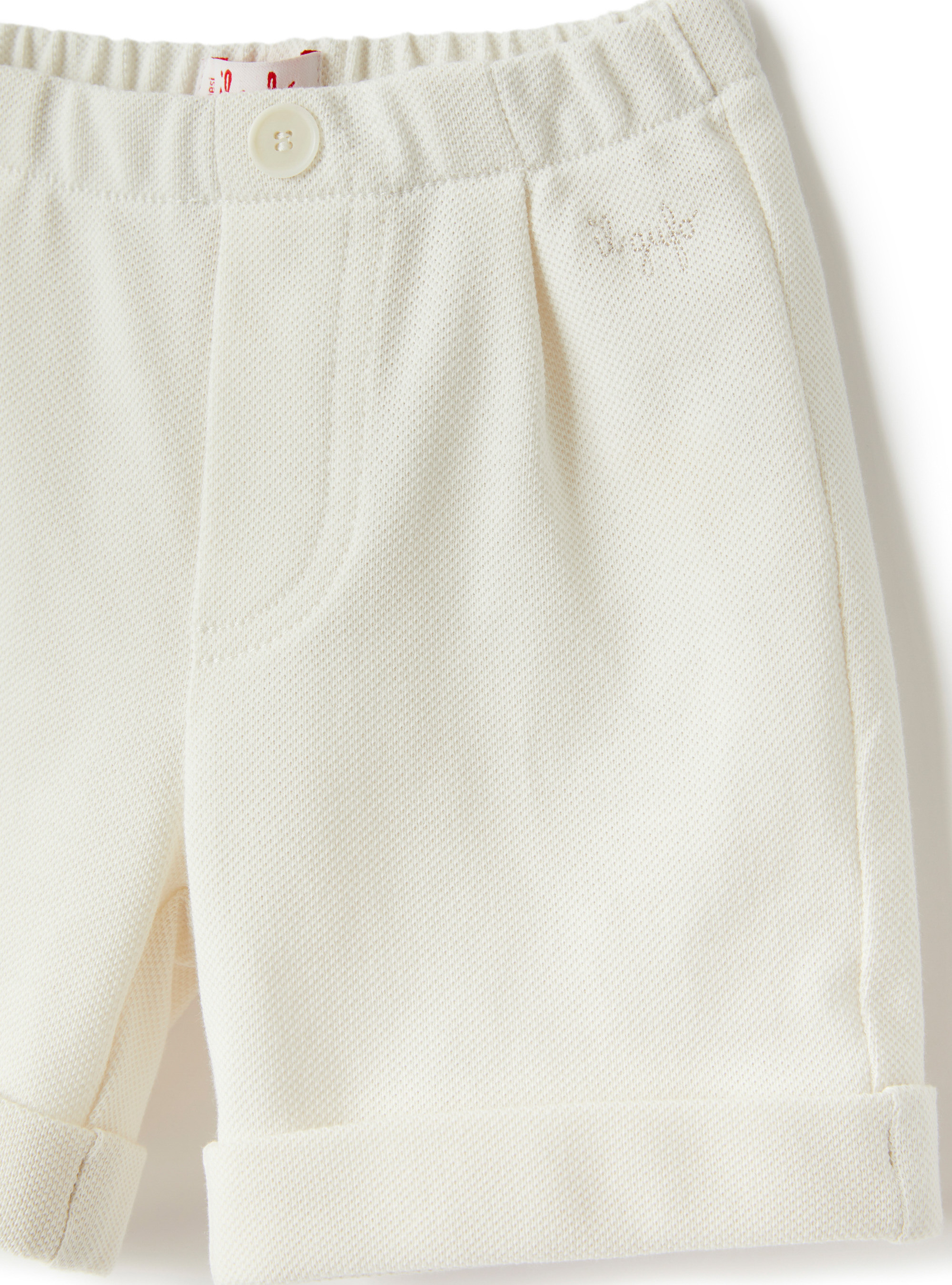 Short en coton piqué blanc - Beige | Il Gufo