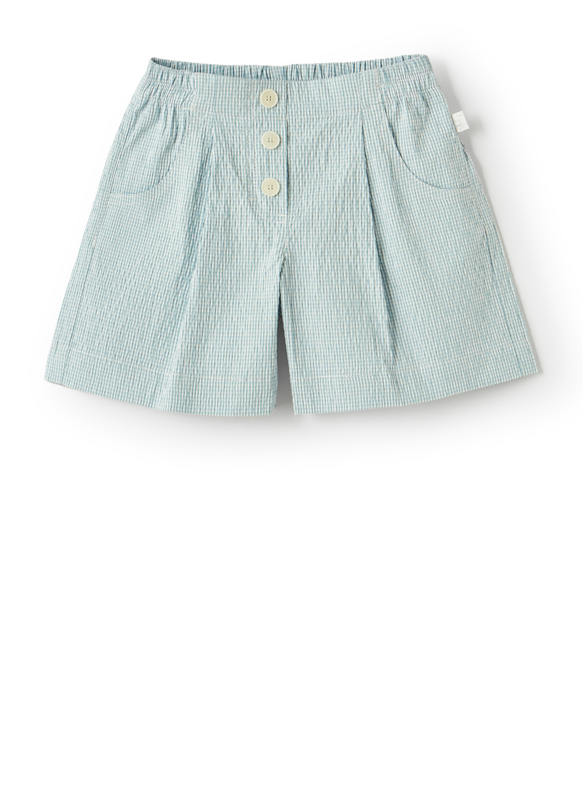 Light blue micro Vichy Bermuda shorts - Trousers - Il Gufo