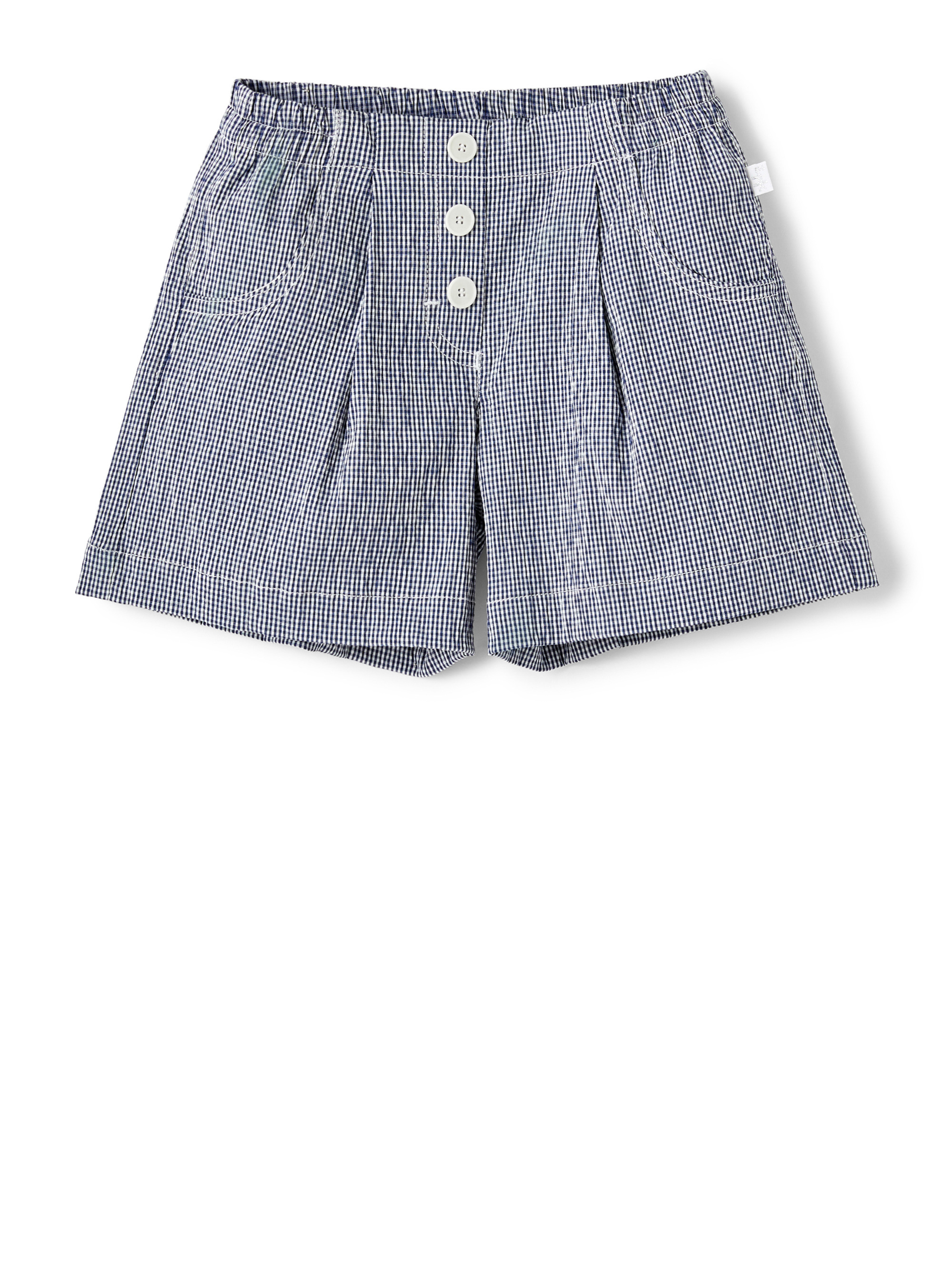 Blue micro Vichy Bermuda shorts - Trousers - Il Gufo