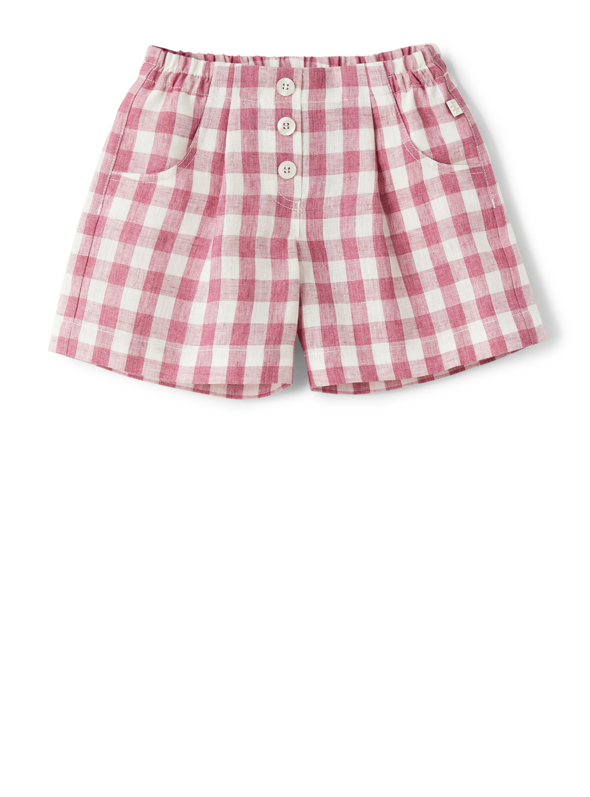 Pink checked linen Bermuda shorts - Trousers - Il Gufo
