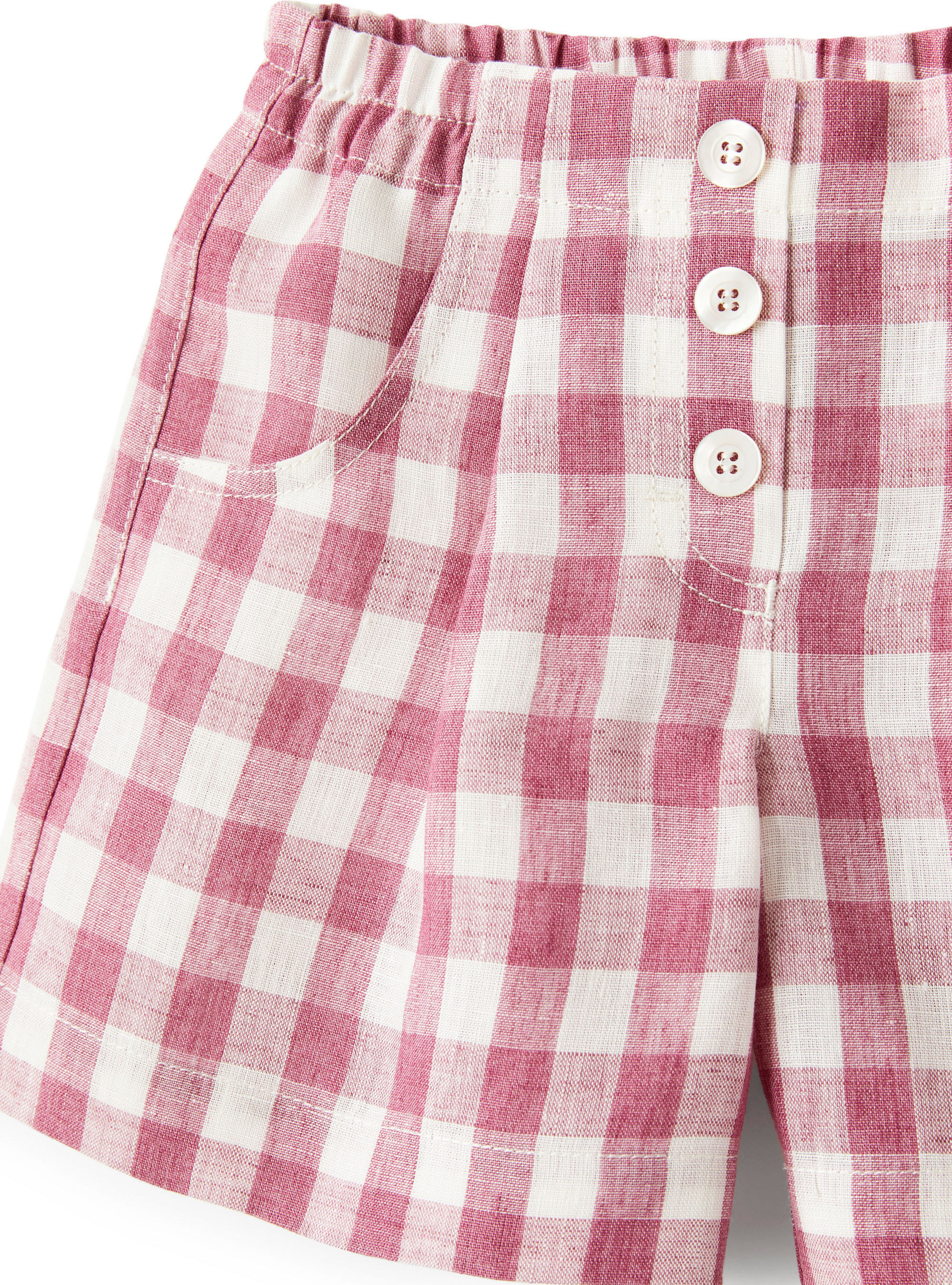 Pink checked linen Bermuda shorts - Pink | Il Gufo