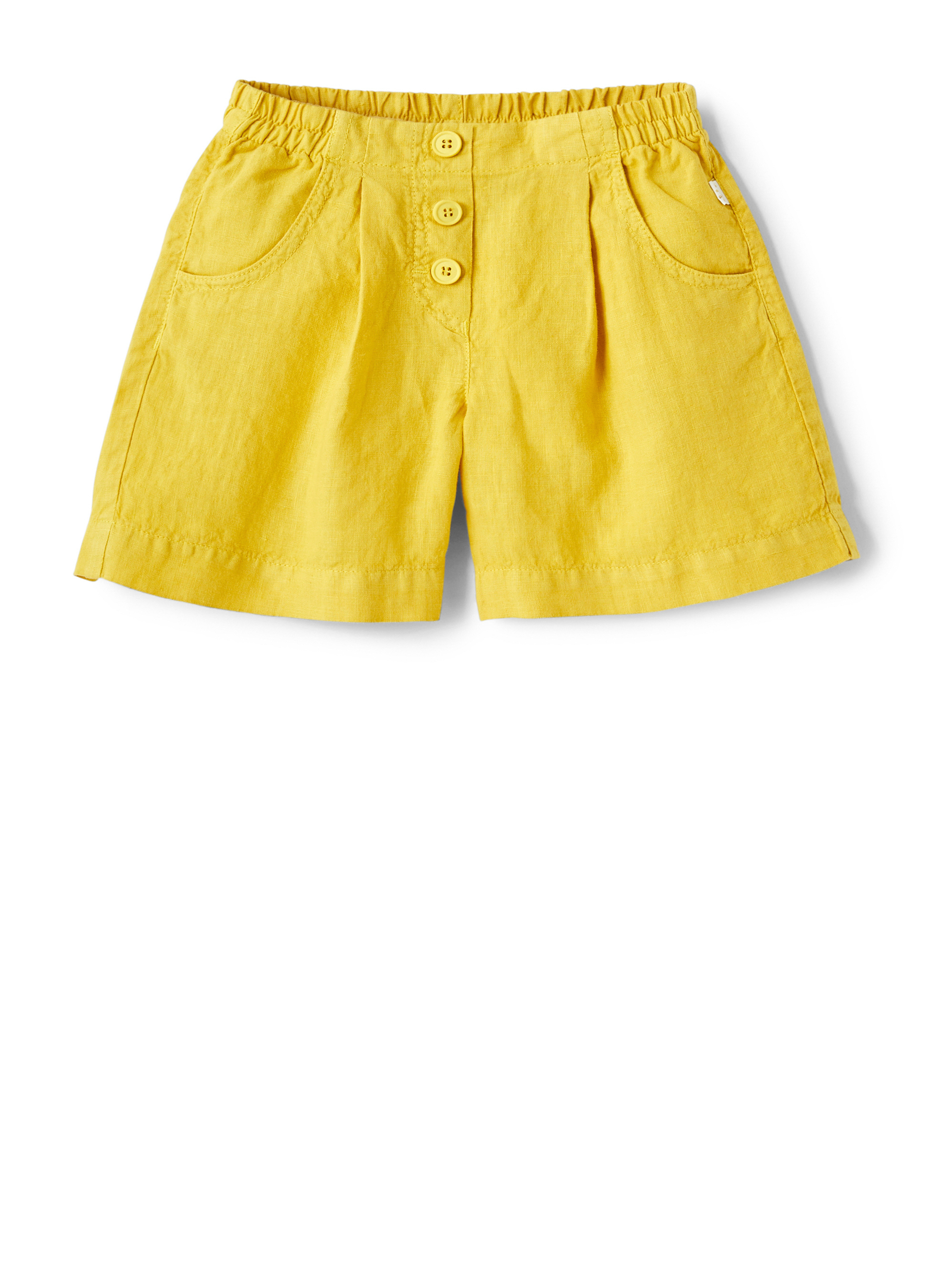 Mimosa yellow linen Bermuda shorts - Trousers - Il Gufo