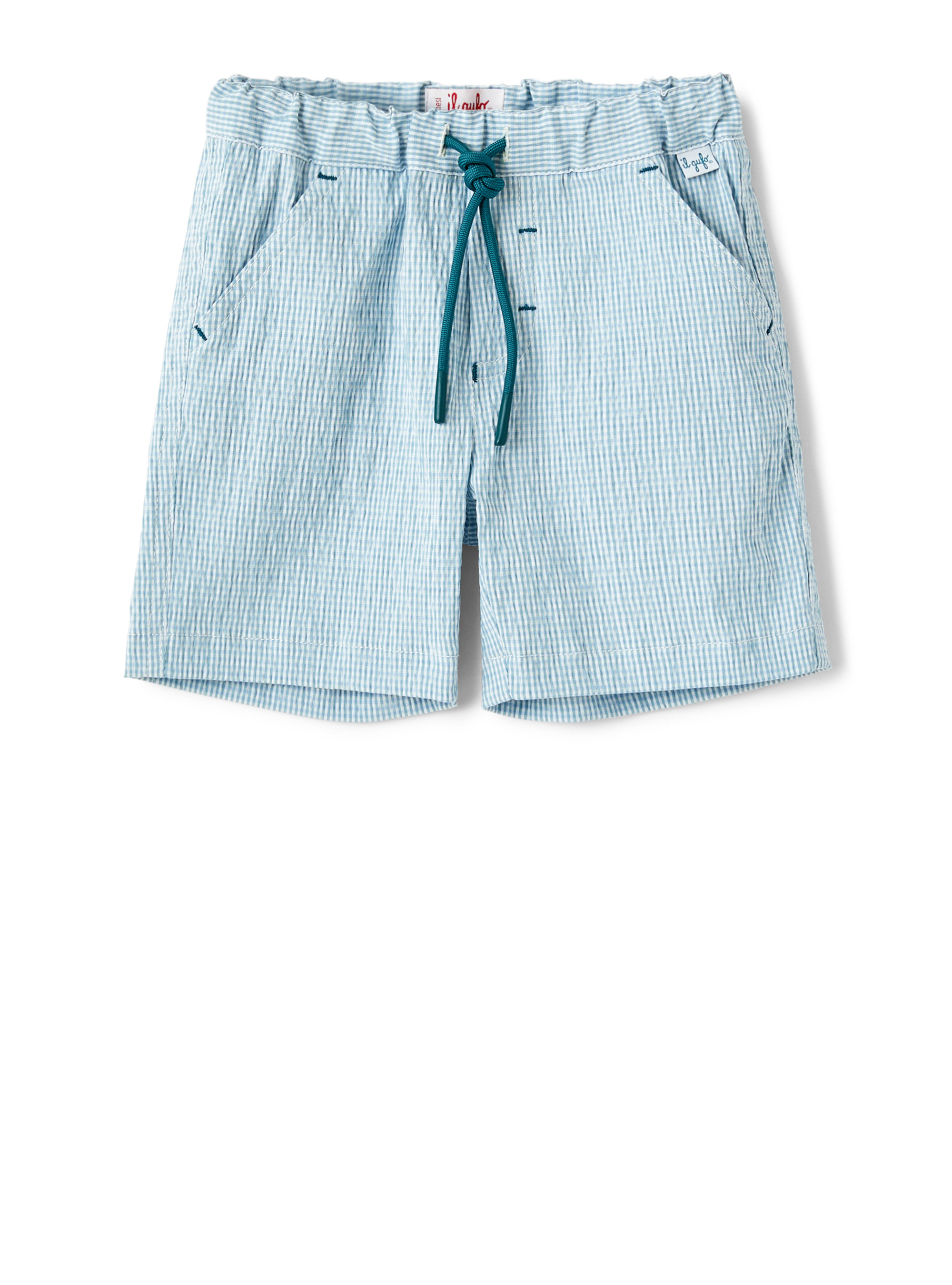 Light blue micro Vichy shorts - Blue | Il Gufo