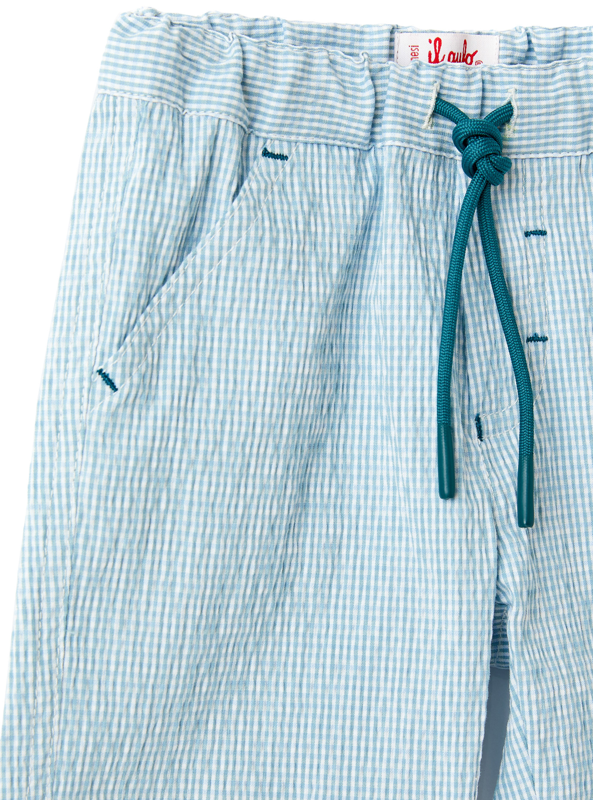 Pantaloncini in micro vichy azzurro - Blu | Il Gufo