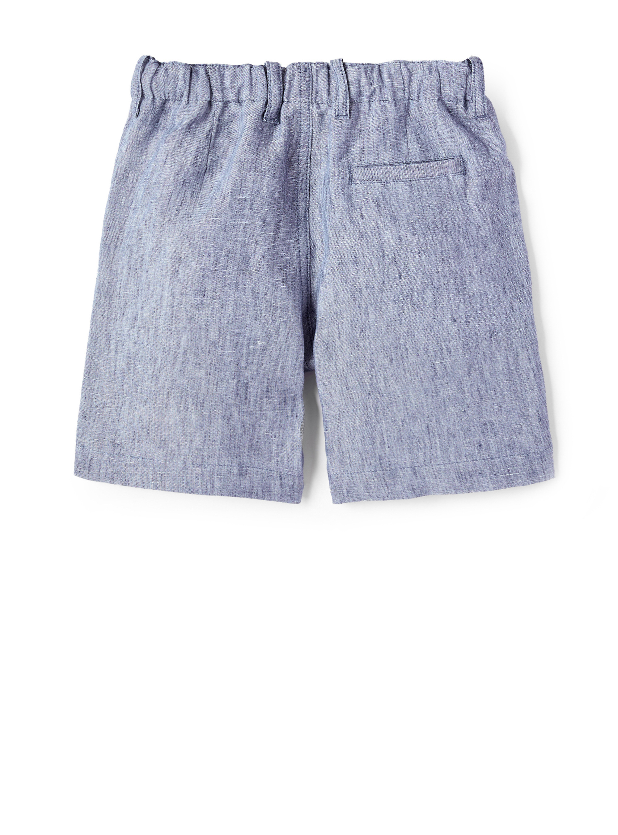 Linen Bermuda shorts with drawstring - Blue | Il Gufo