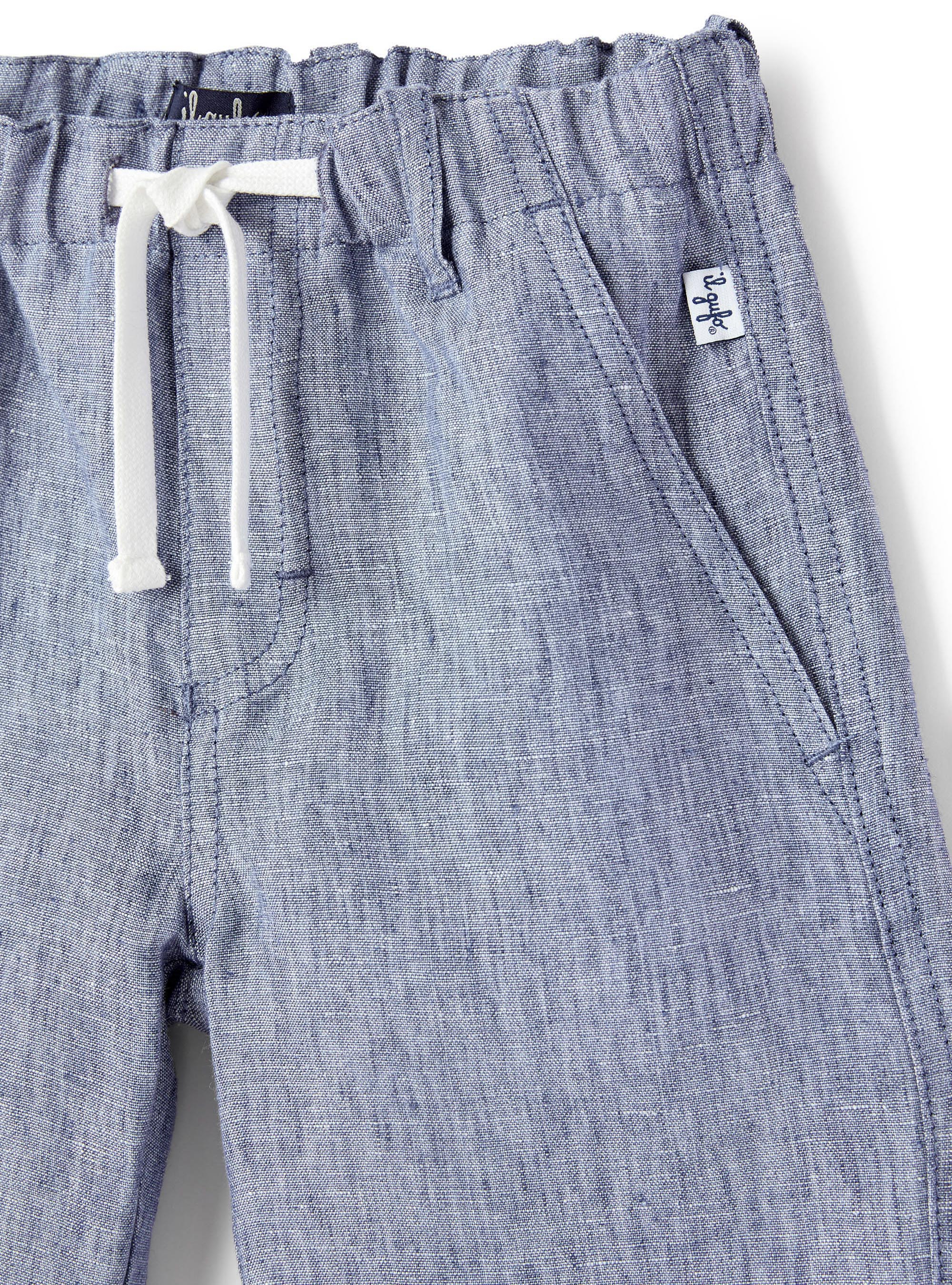 Linen Bermuda shorts with drawstring - Blue | Il Gufo
