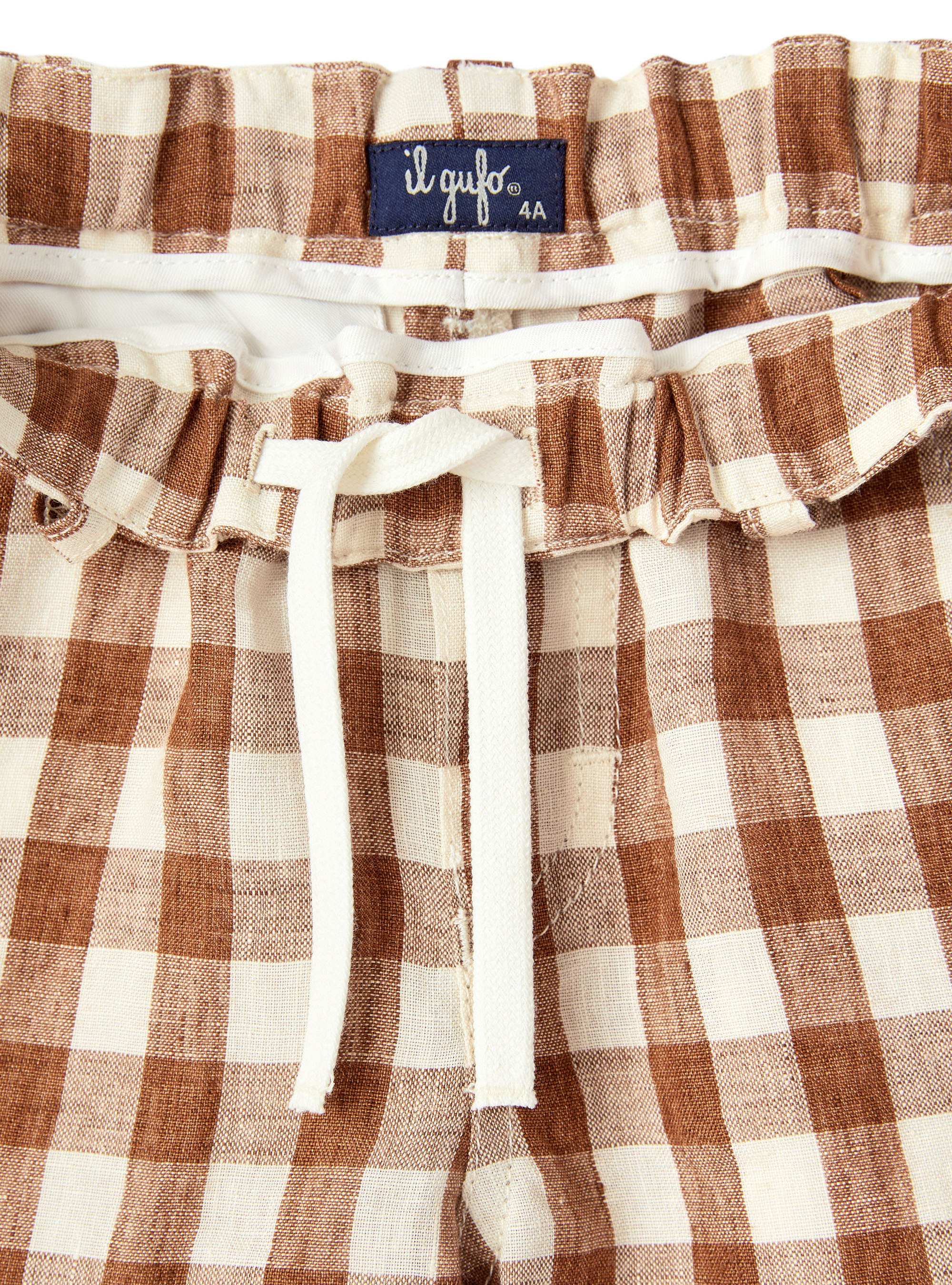 Caramel checked linen Bermuda shorts - Brown | Il Gufo