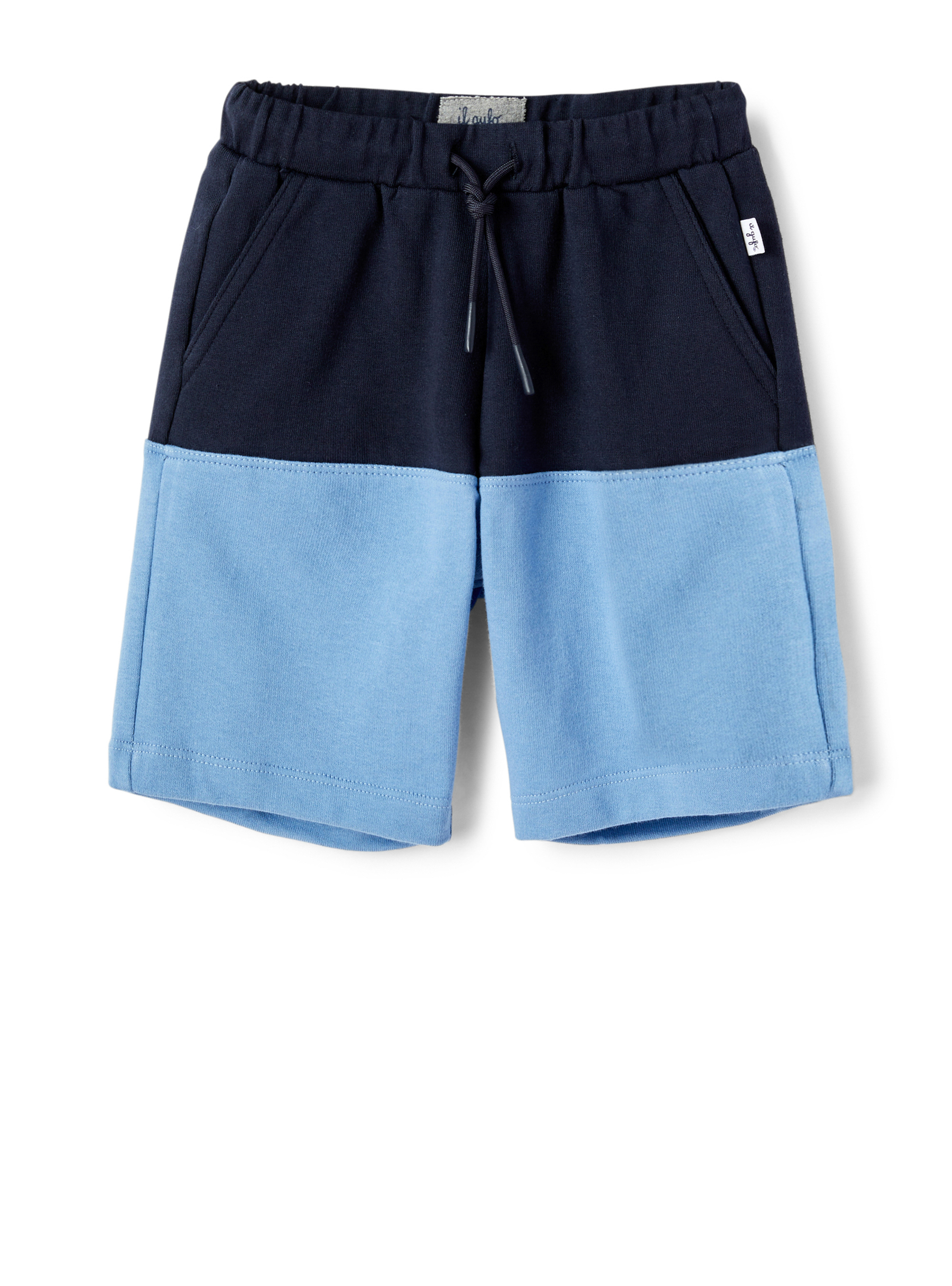 Colour-block fleece Bermuda shorts - Blue | Il Gufo