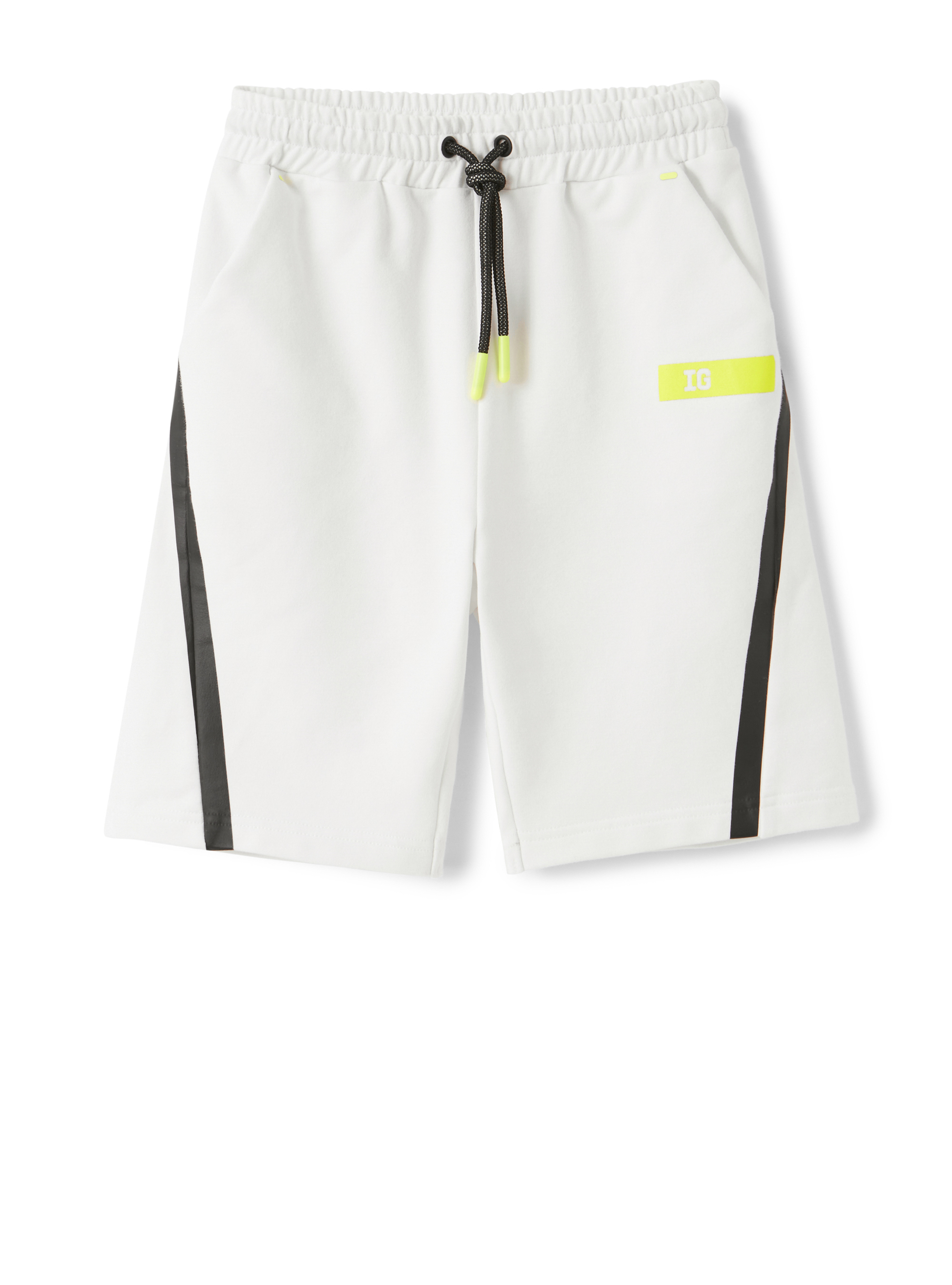 Fleece Bermuda shorts with taping - White | Il Gufo