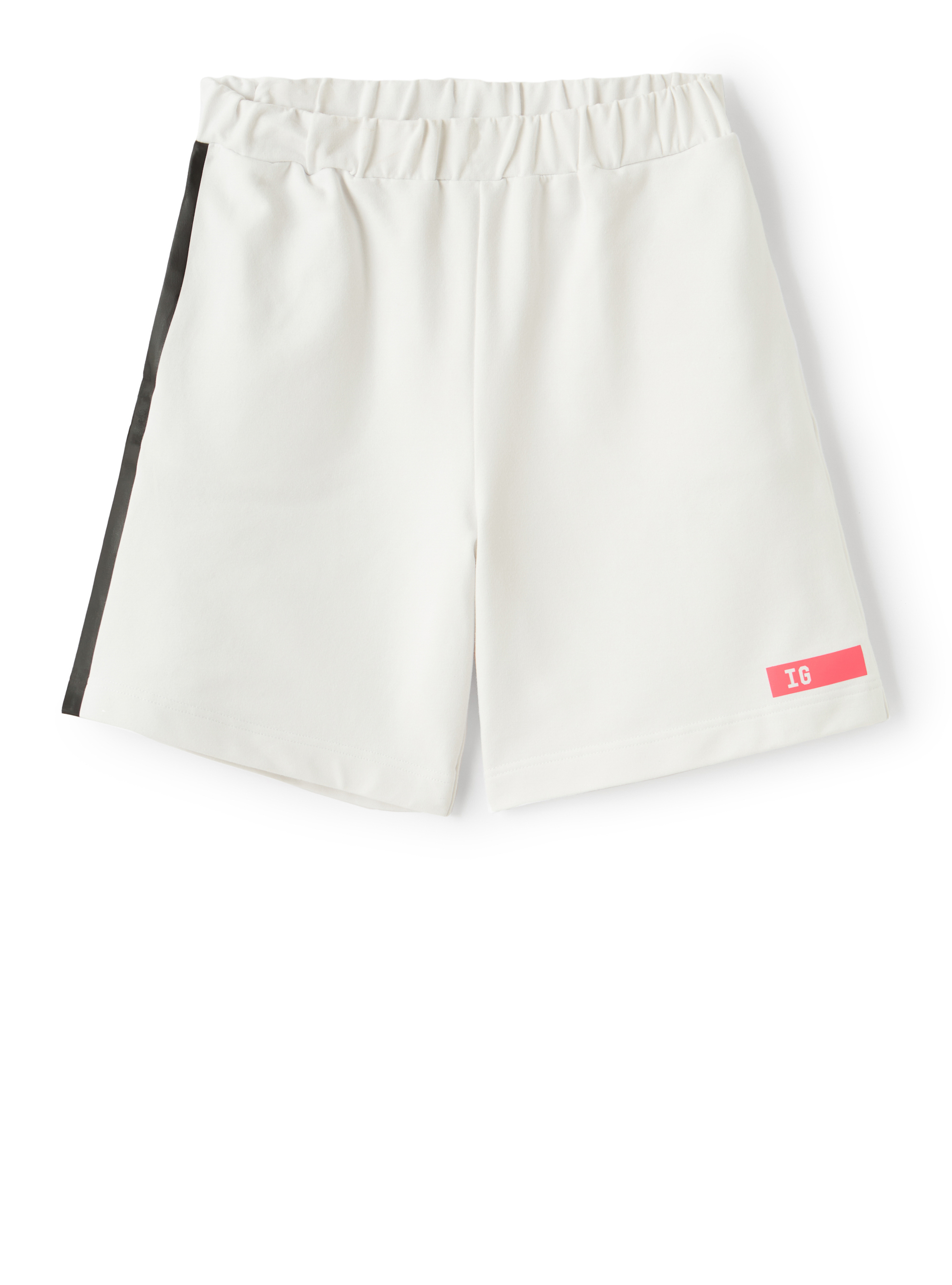 White fleece Bermuda shorts with taping - Trousers - Il Gufo