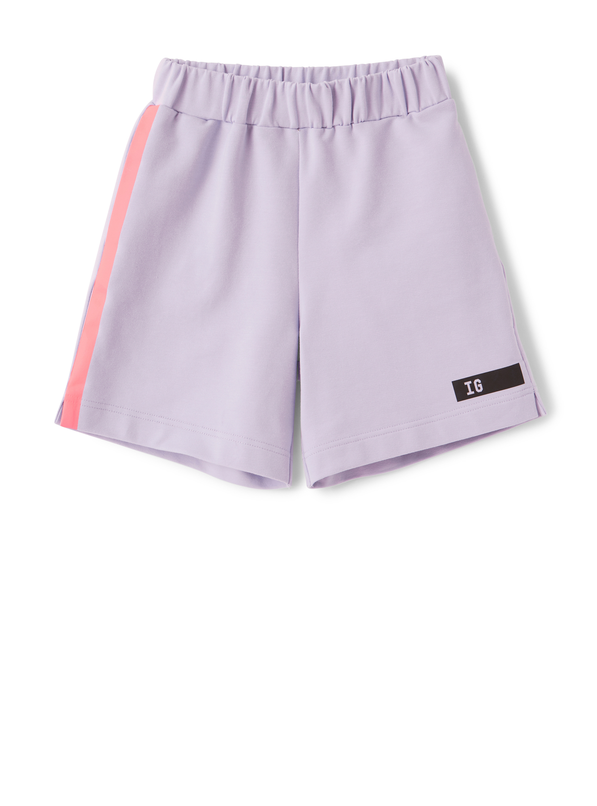 Fleece-Bermuda-Shorts mit Taping - Lila | Il Gufo