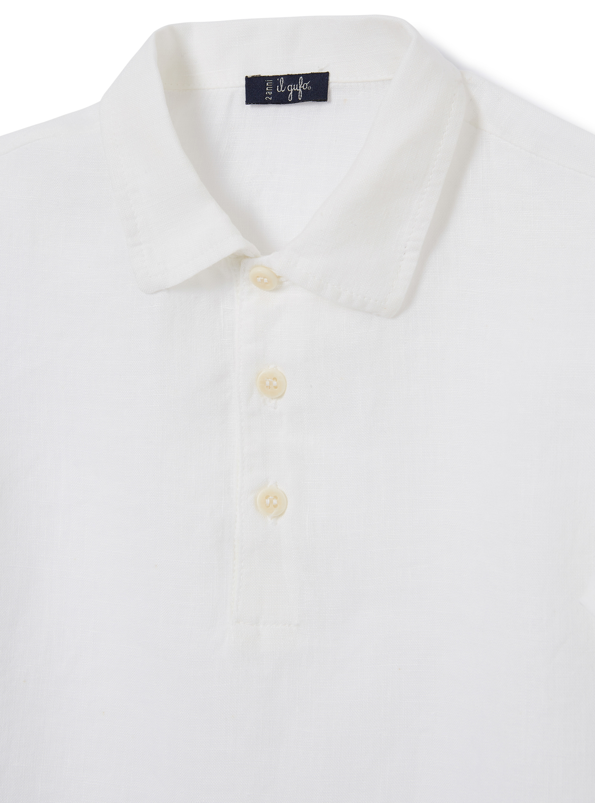 Weißes Leinen-Poloshirt - Weiss | Il Gufo