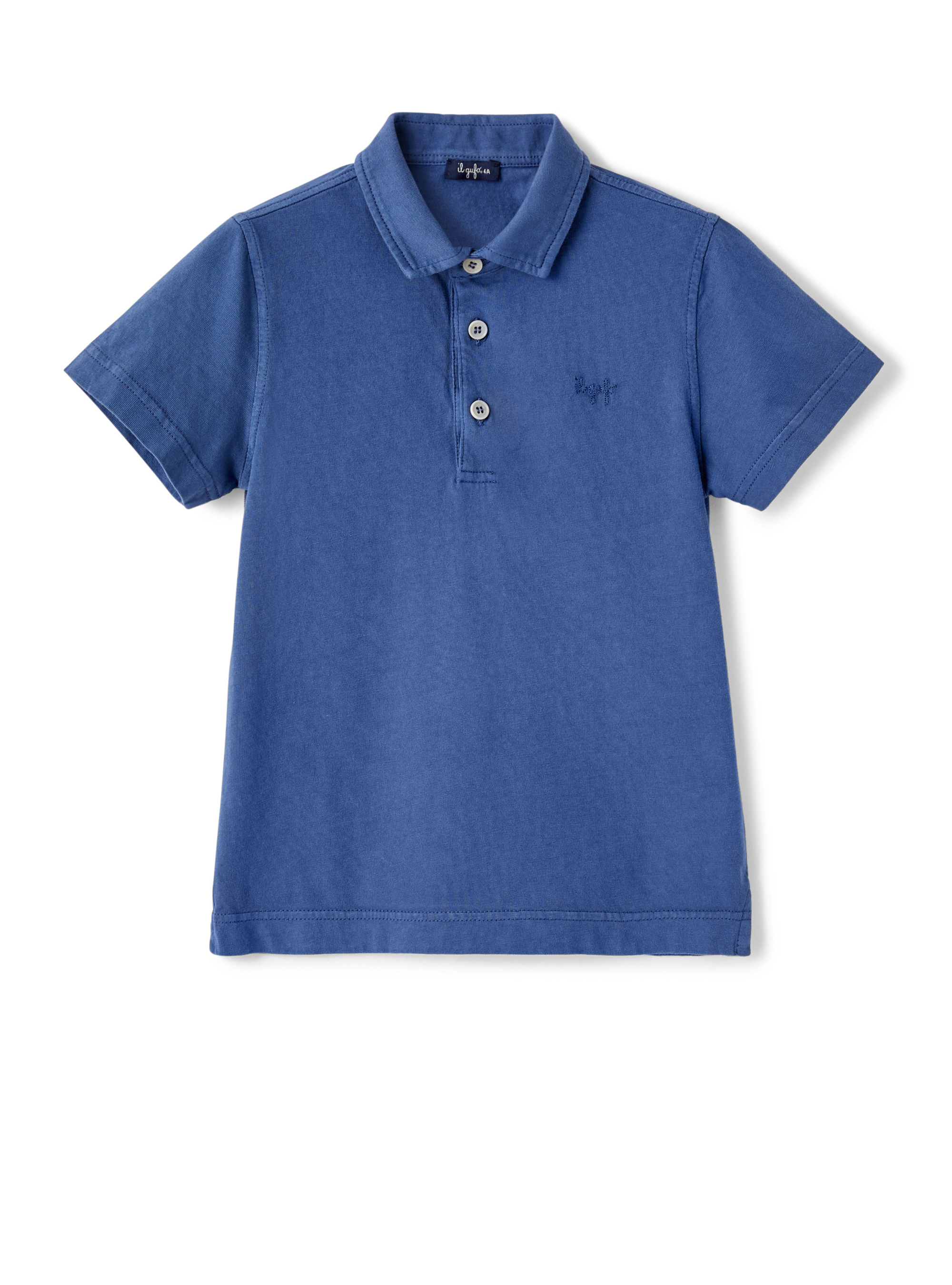 Denim blue organic cotton polo shirt - T-shirts - Il Gufo