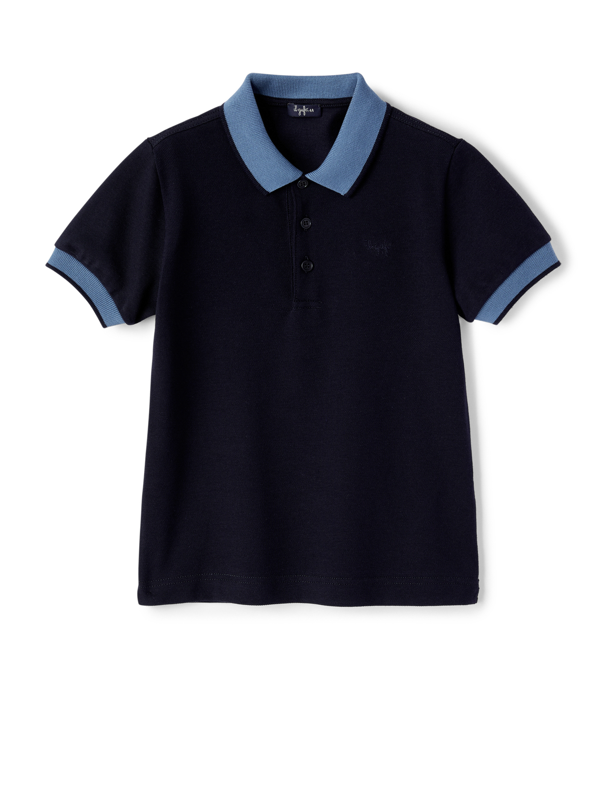 Piquet polo shirt with contrasting details - Blue | Il Gufo