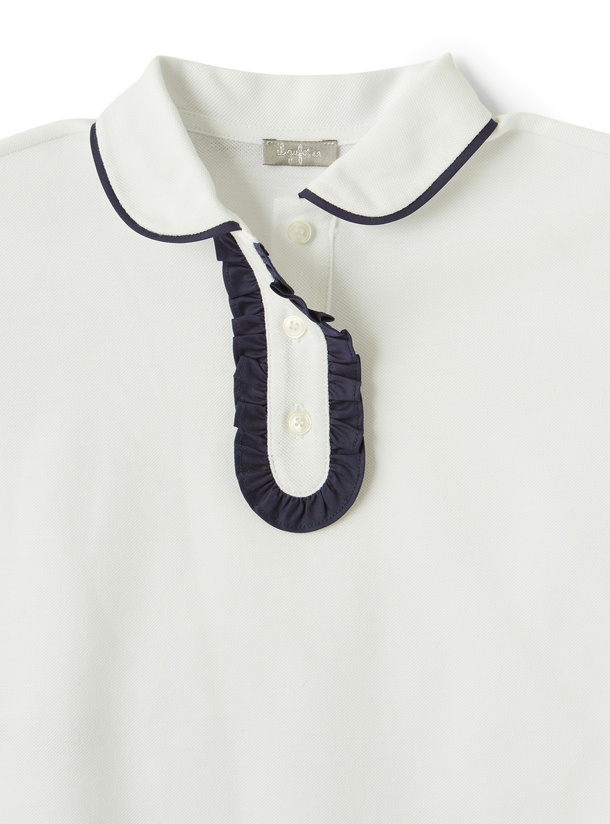 Polo shirt with blue profiles - White | Il Gufo