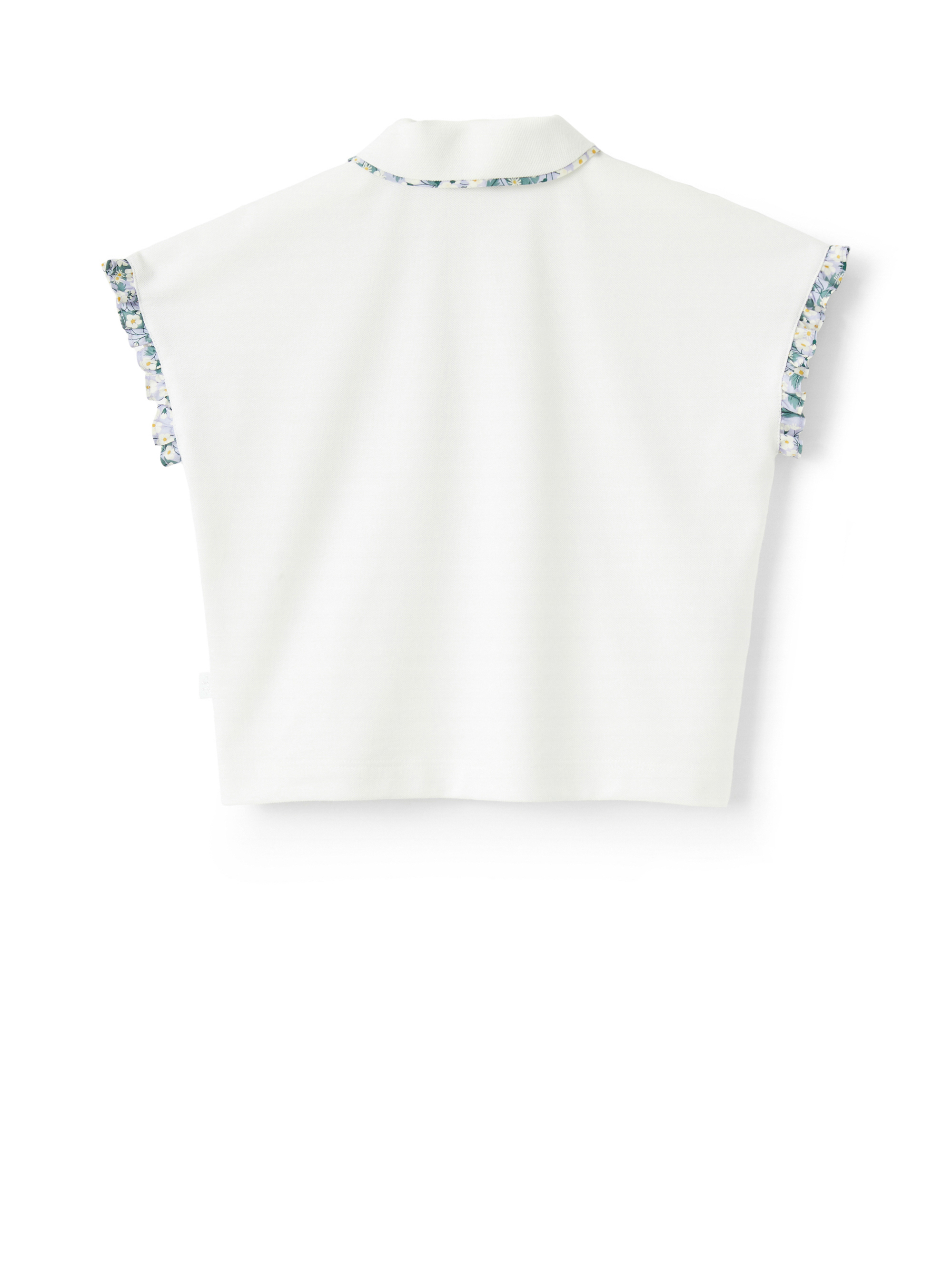 Polo avec des profilés en Liberty Fabrics - Blanc | Il Gufo