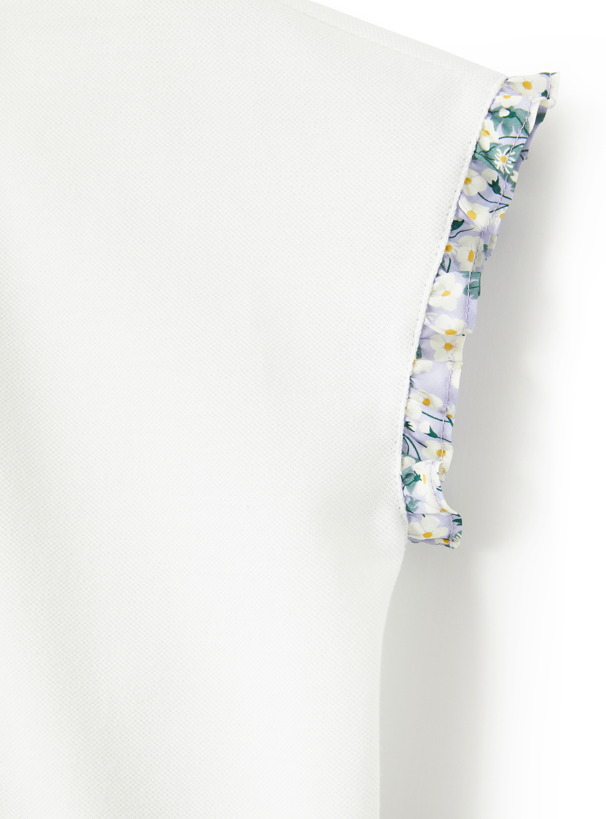Polo avec des profilés en Liberty Fabrics - Blanc | Il Gufo