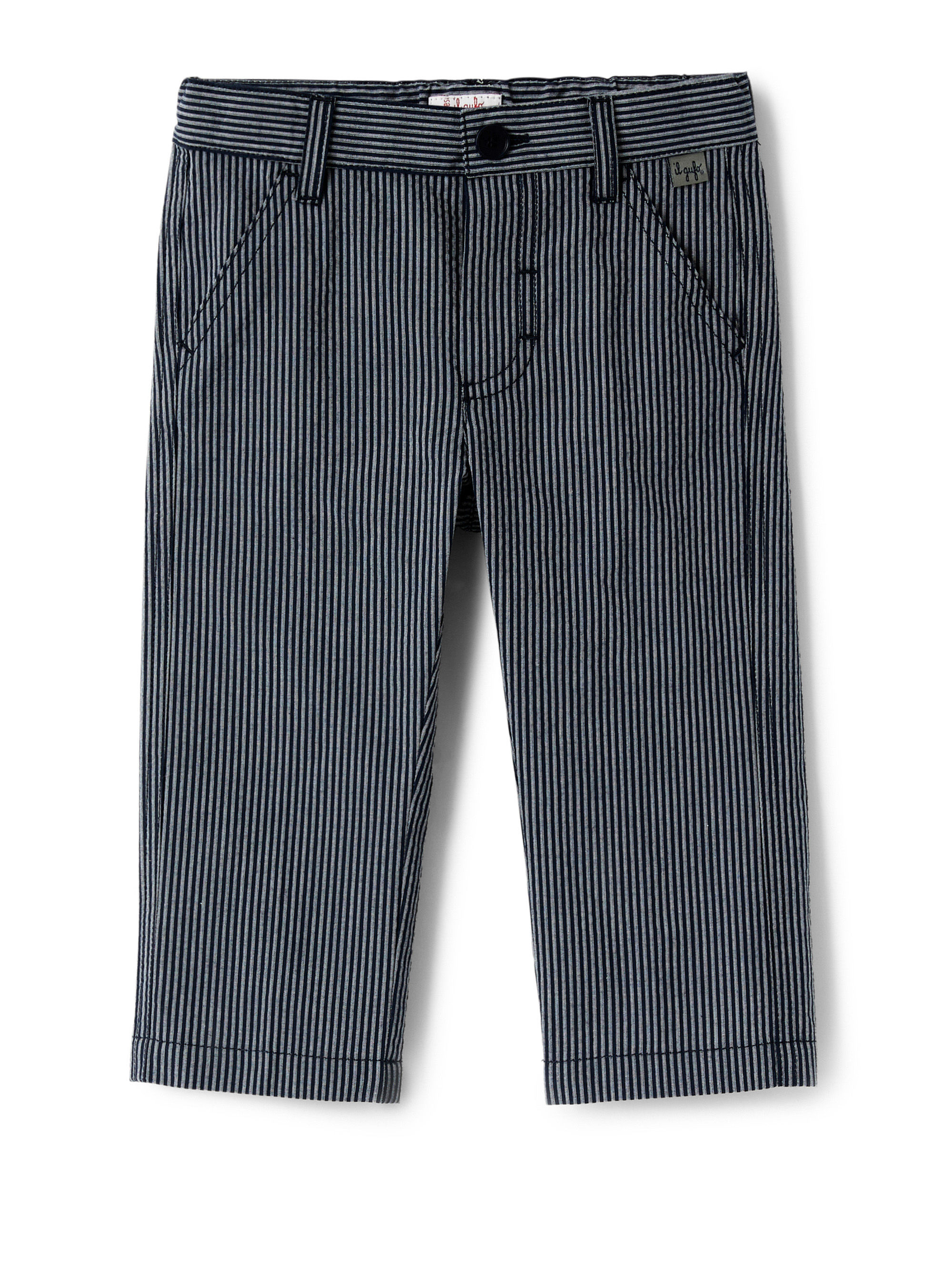 Striped seersucker trousers - Blue | Il Gufo
