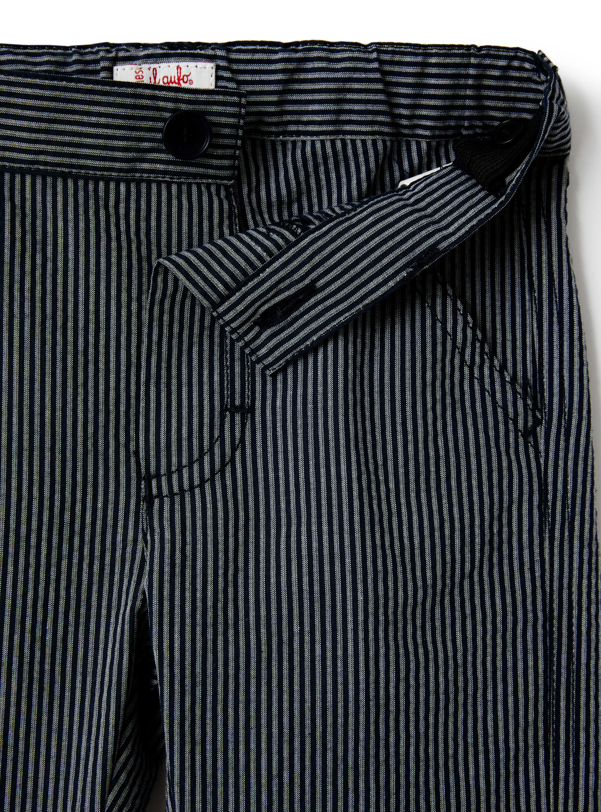 Striped seersucker trousers - Blue | Il Gufo