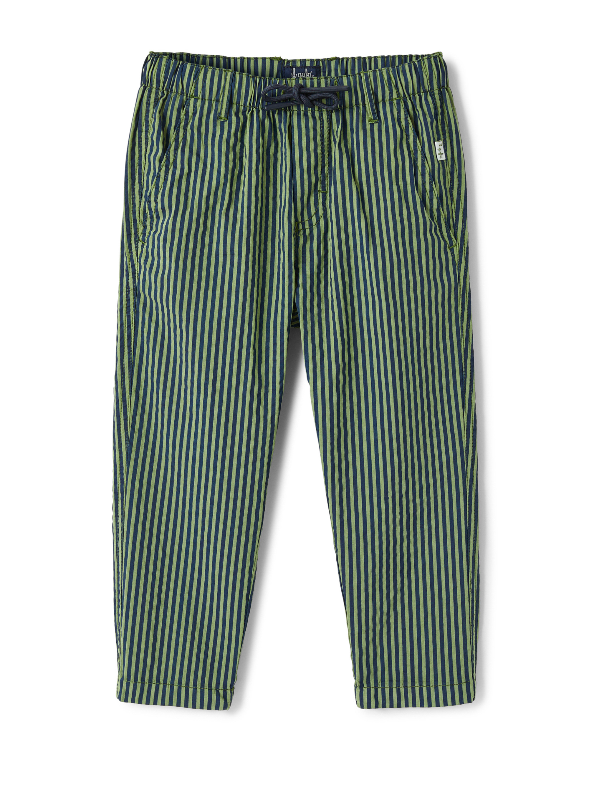 Striped seersucker trousers - Green | Il Gufo