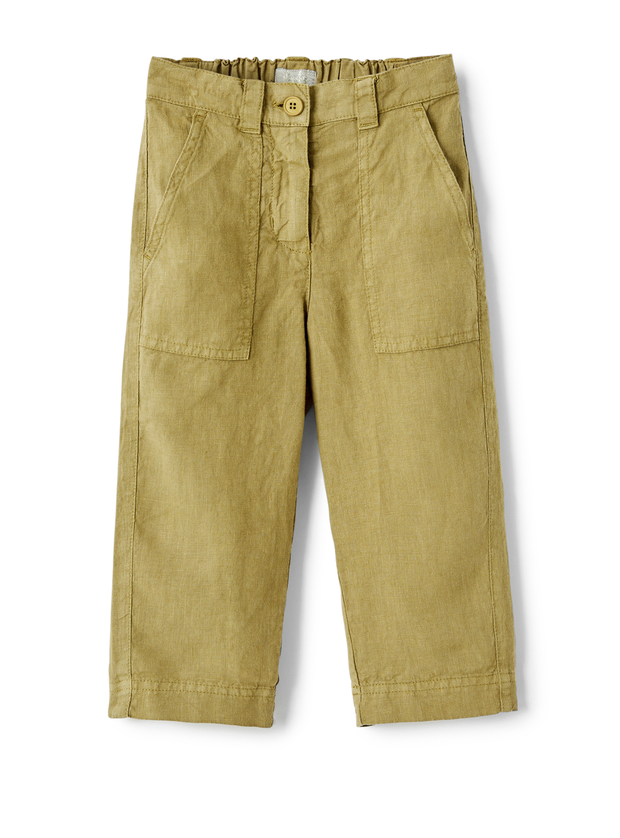 Khaki linen straight cut trousers - Trousers - Il Gufo