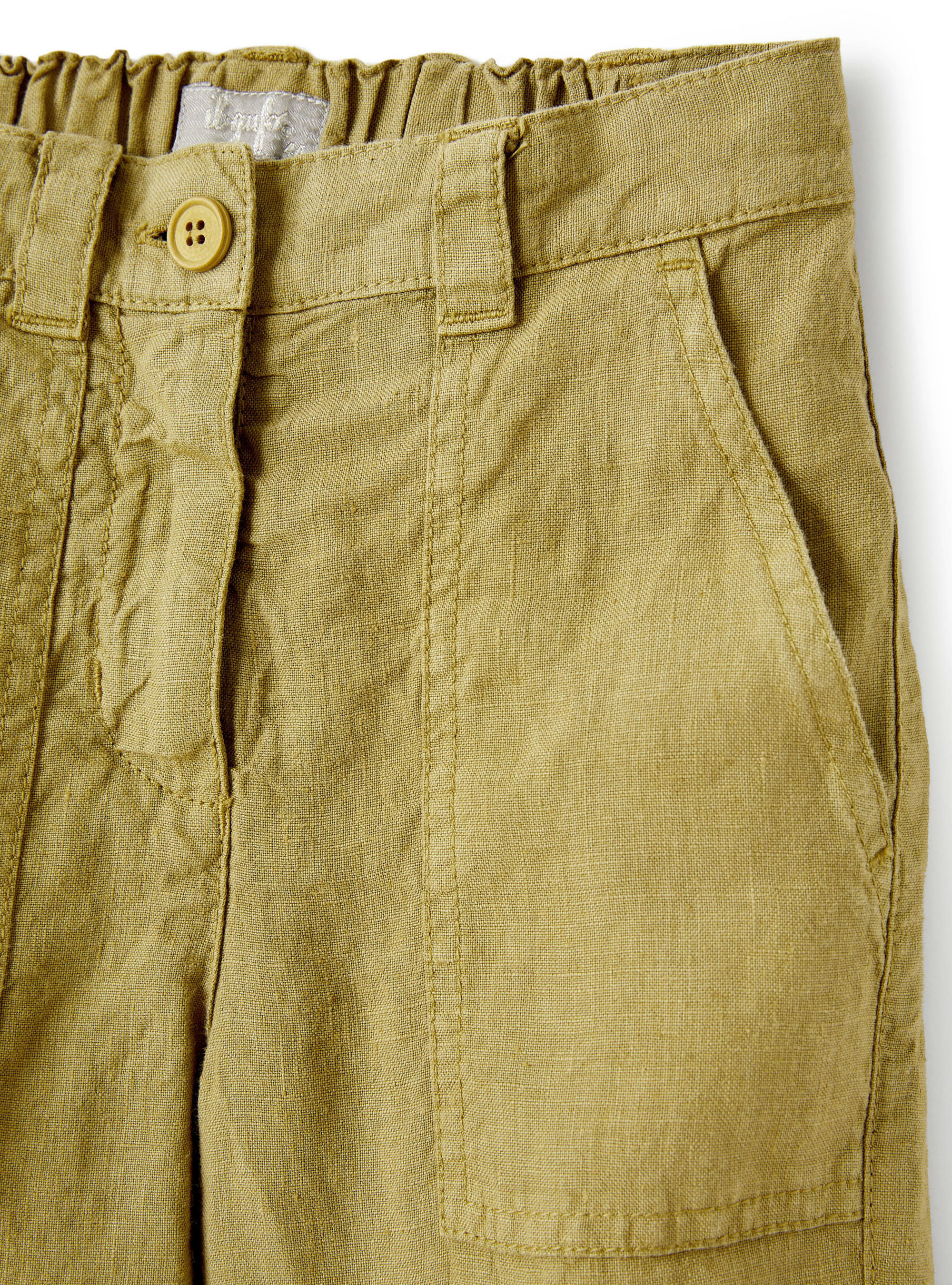 Khaki linen straight cut trousers - Green | Il Gufo