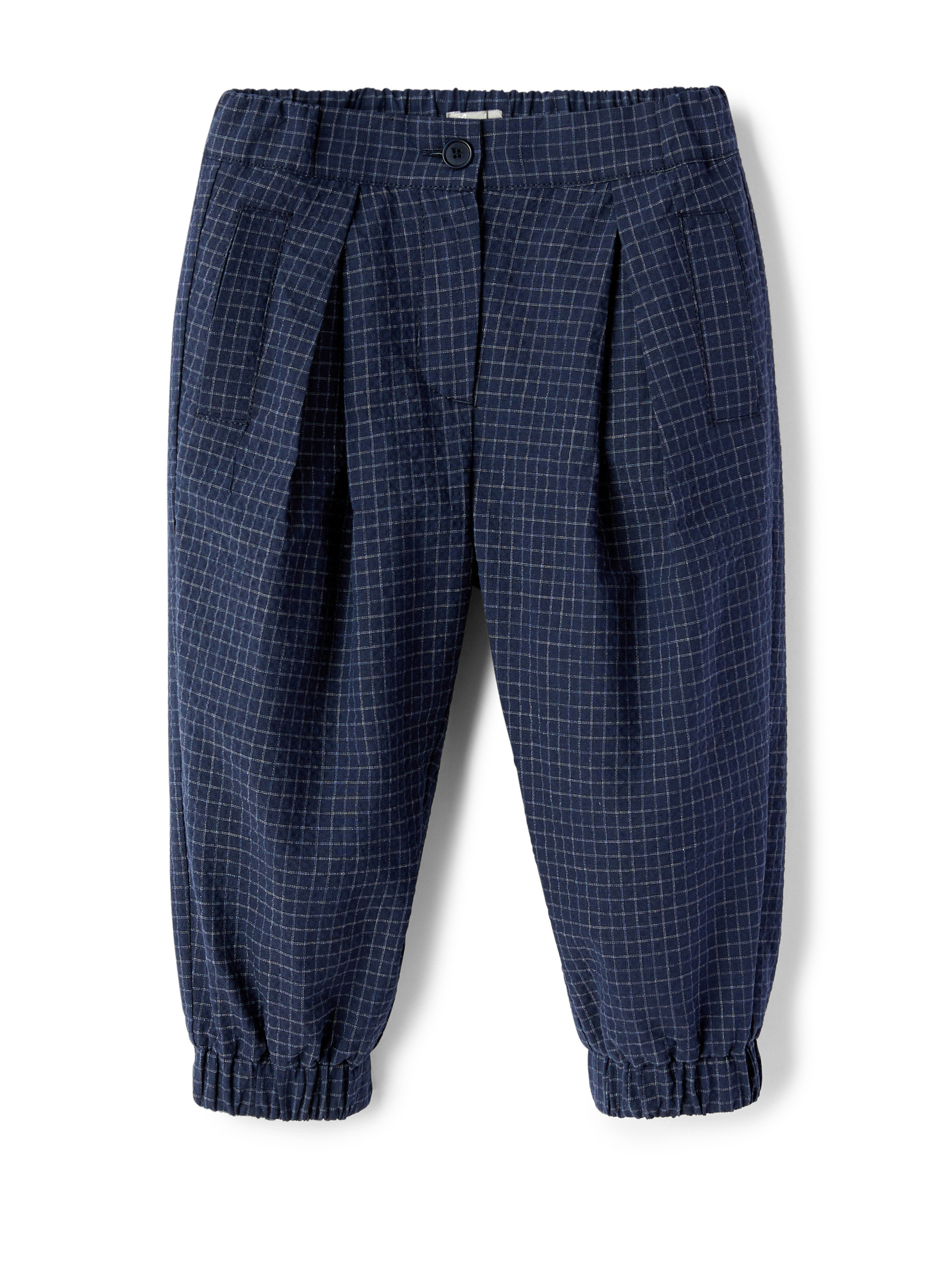 Pantalon large au fini gaufré à carreaux - Bleu | Il Gufo