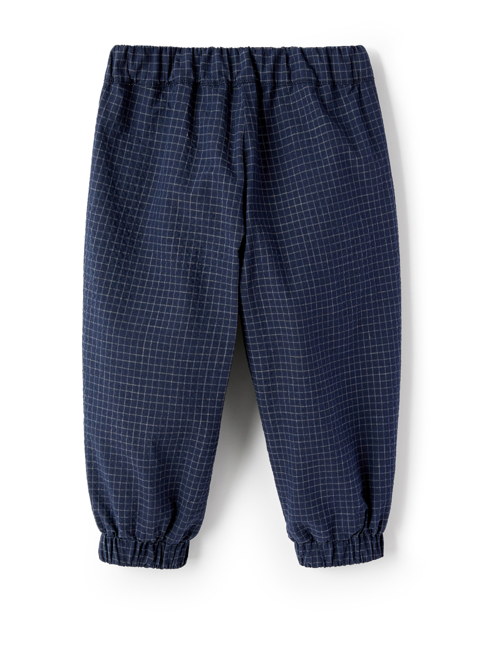 Checked seersucker baggy trousers - Blue | Il Gufo
