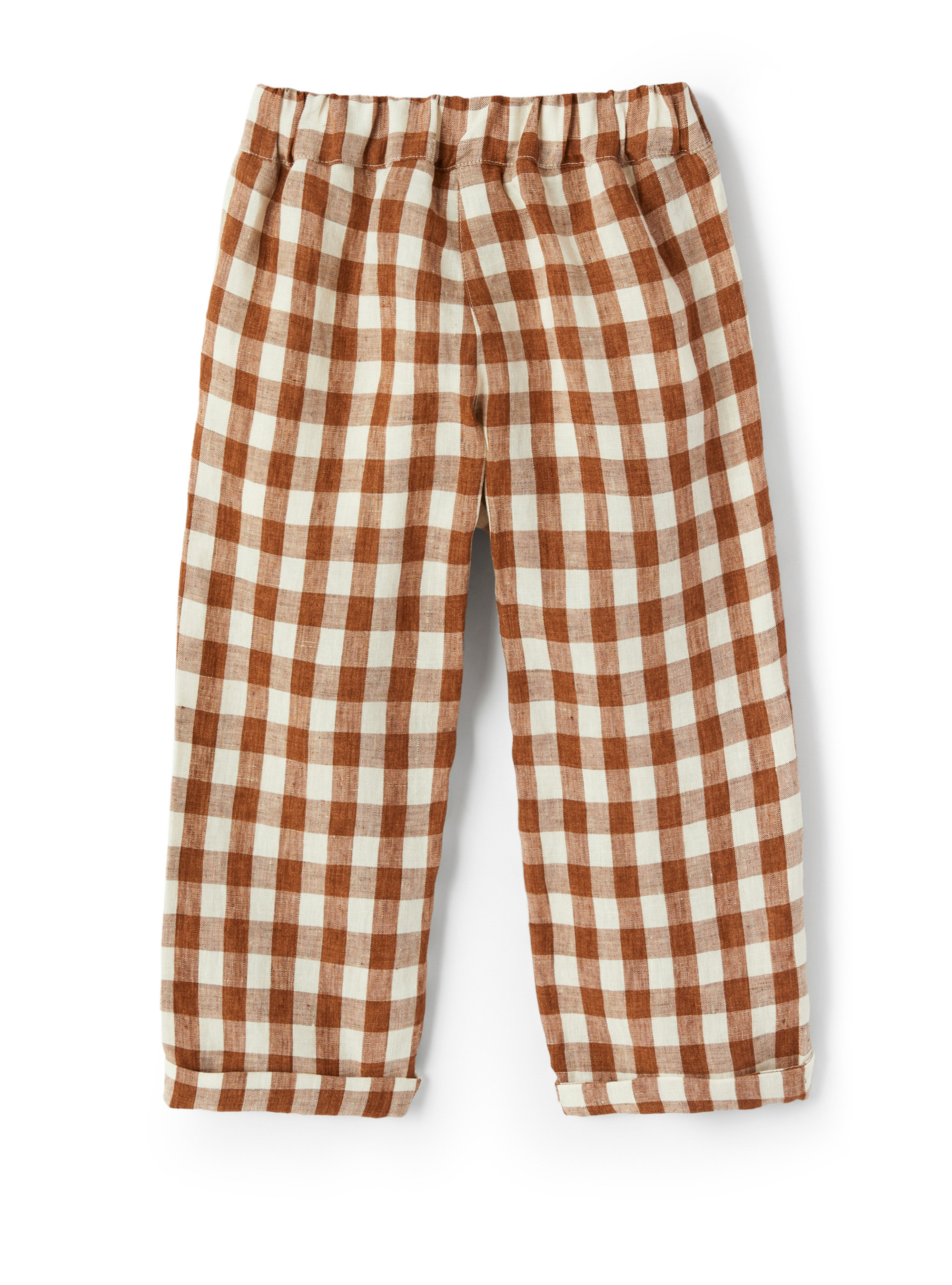 Pantaloni a quadri con cintura - Marrone | Il Gufo