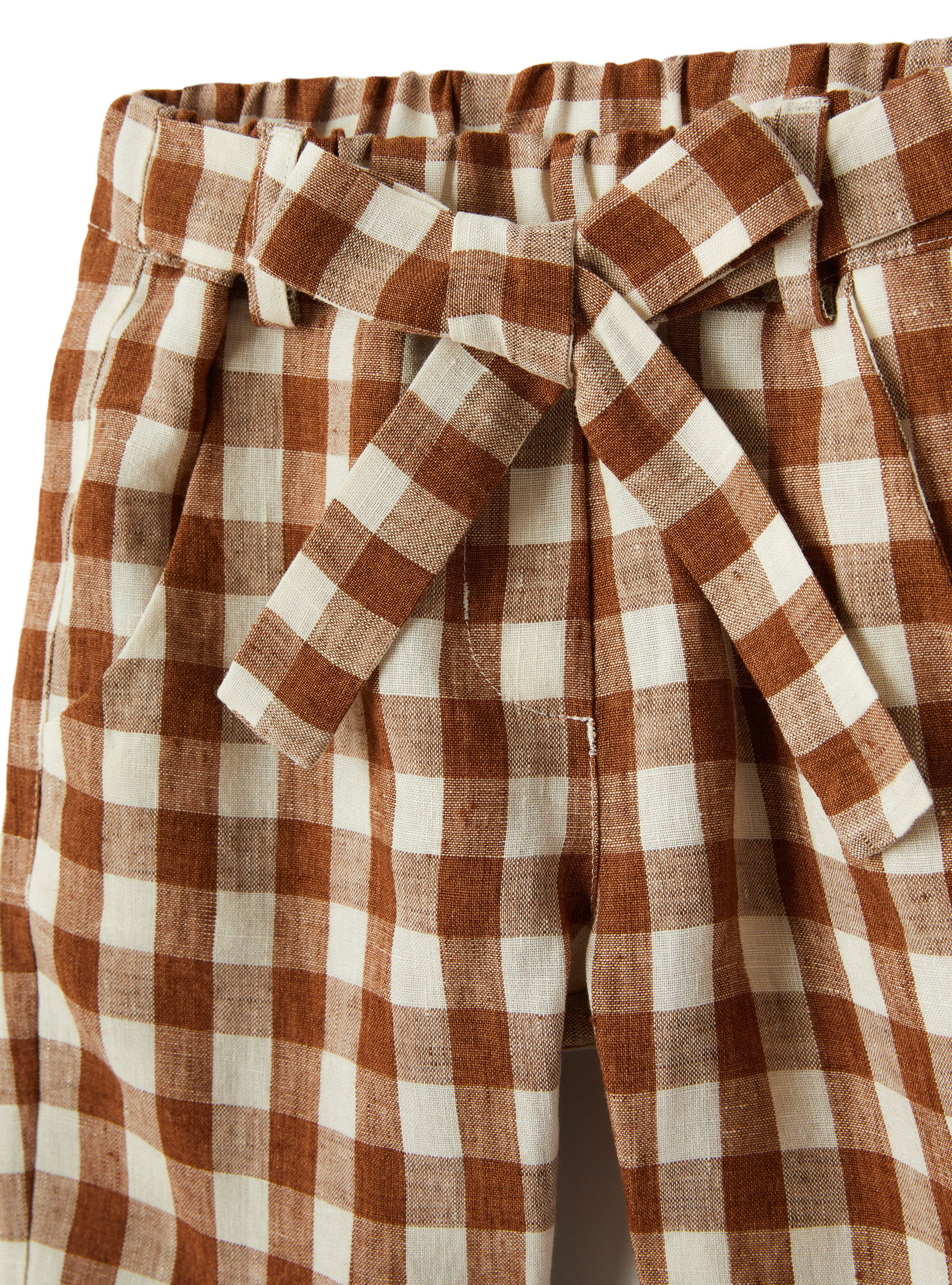 Pantaloni a quadri con cintura - Marrone | Il Gufo
