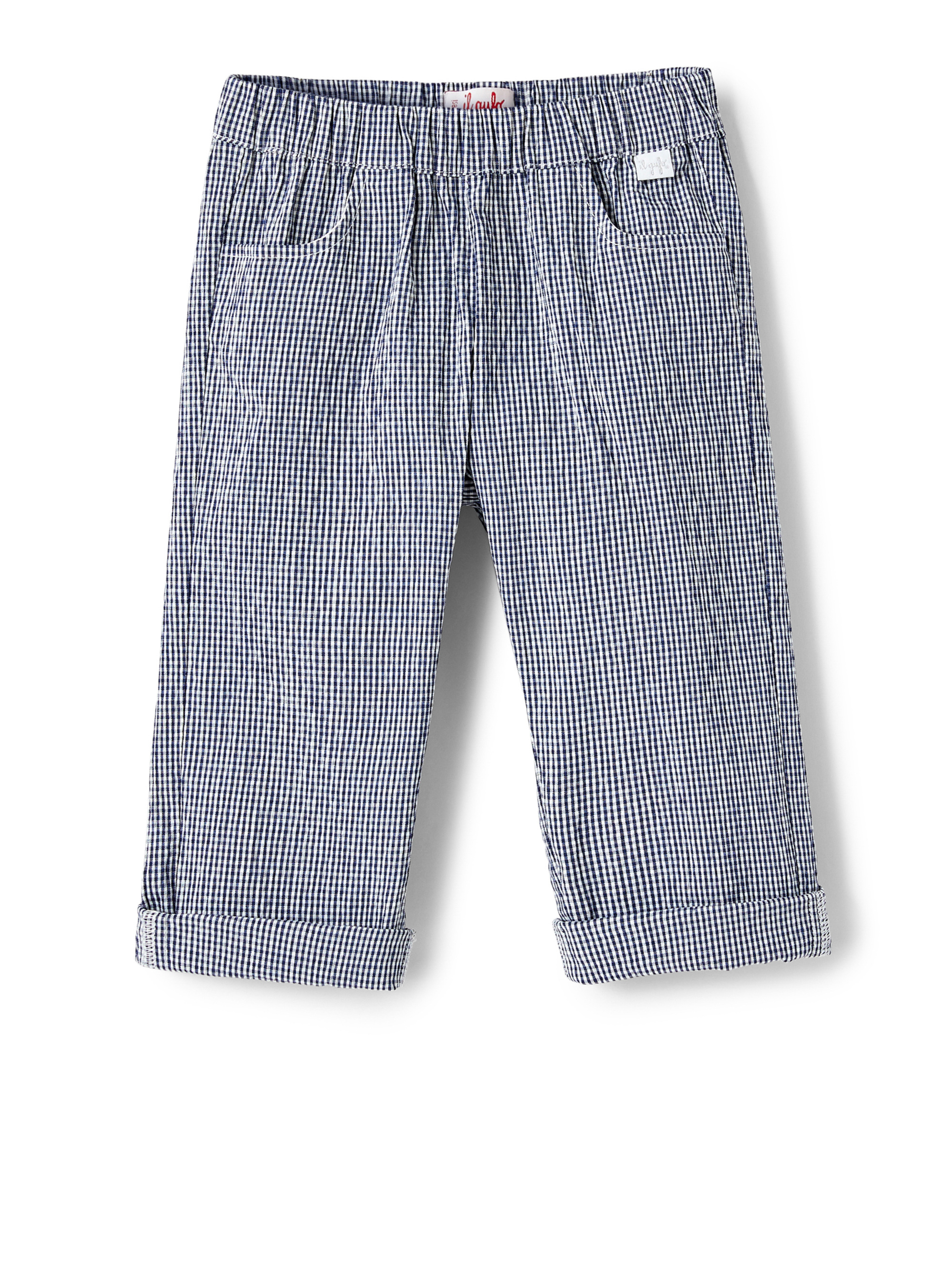 Blue micro Vichy trousers - Trousers - Il Gufo