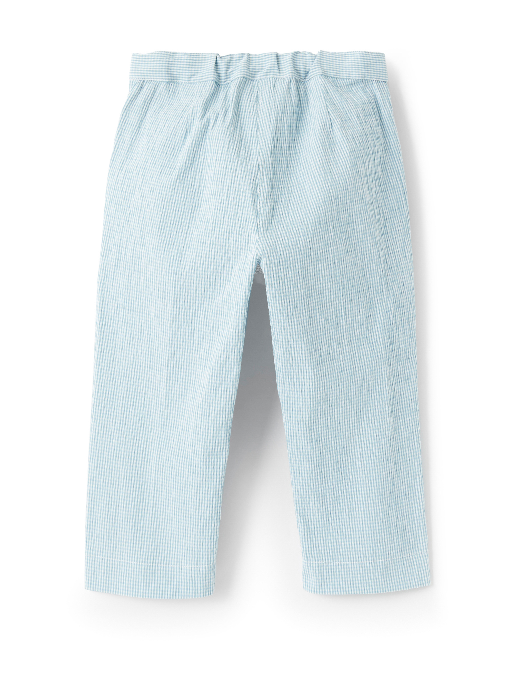 Light blue micro Vichy Capri trousers - Blue | Il Gufo