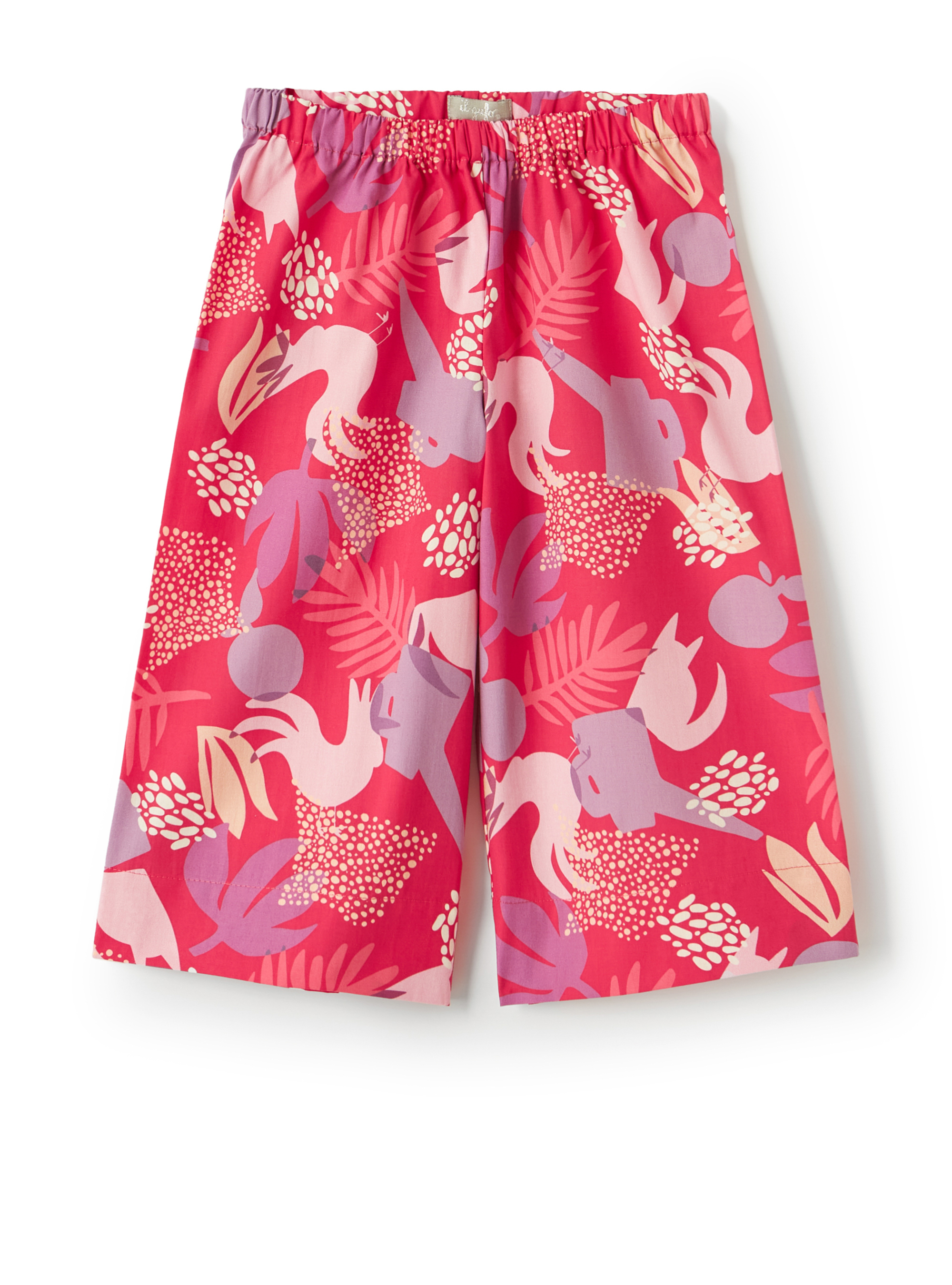 Pantaloni culotte con stampa giardino - Fucsia | Il Gufo