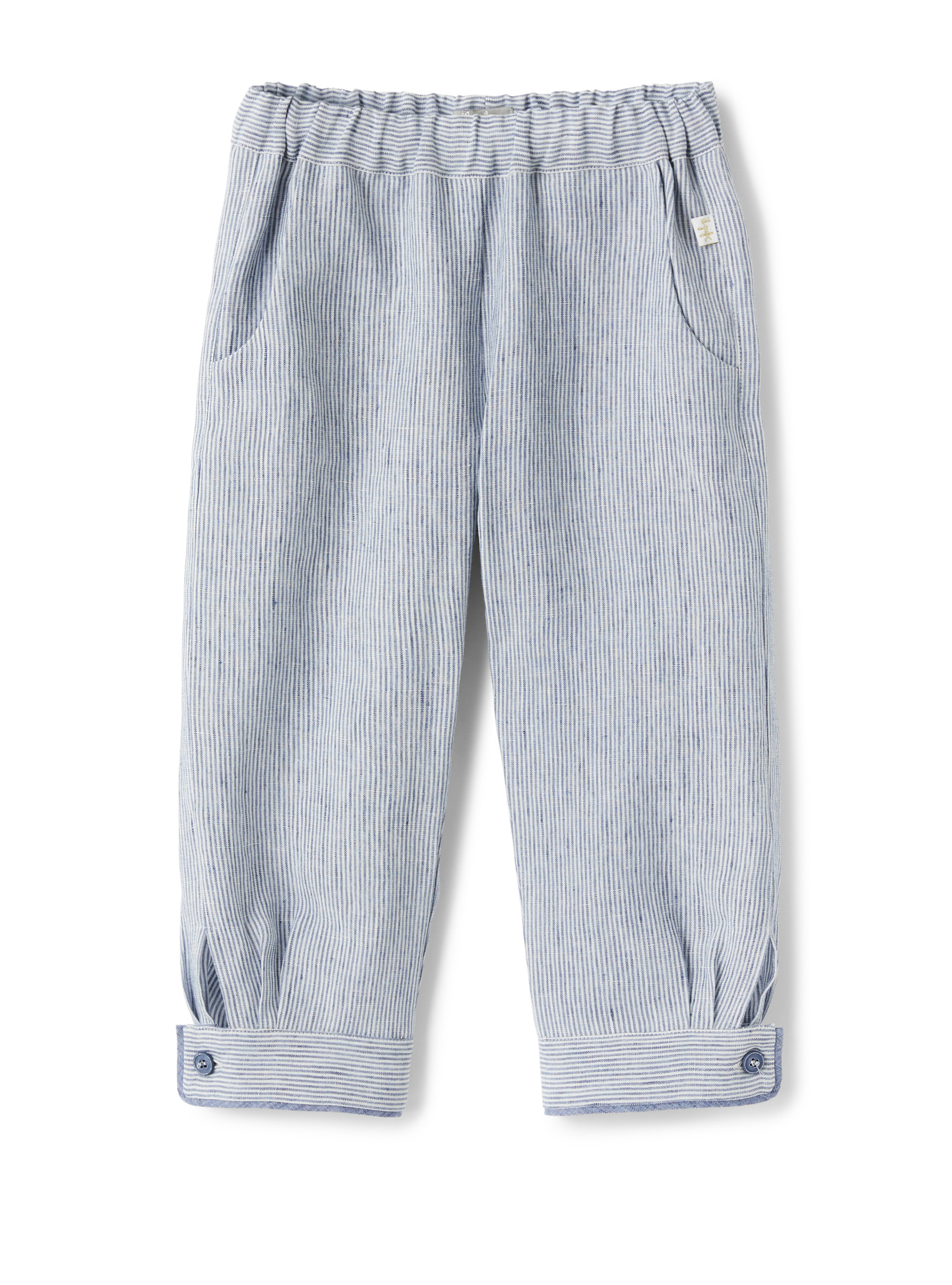 Pantaloni in lino con polsini - Blu | Il Gufo