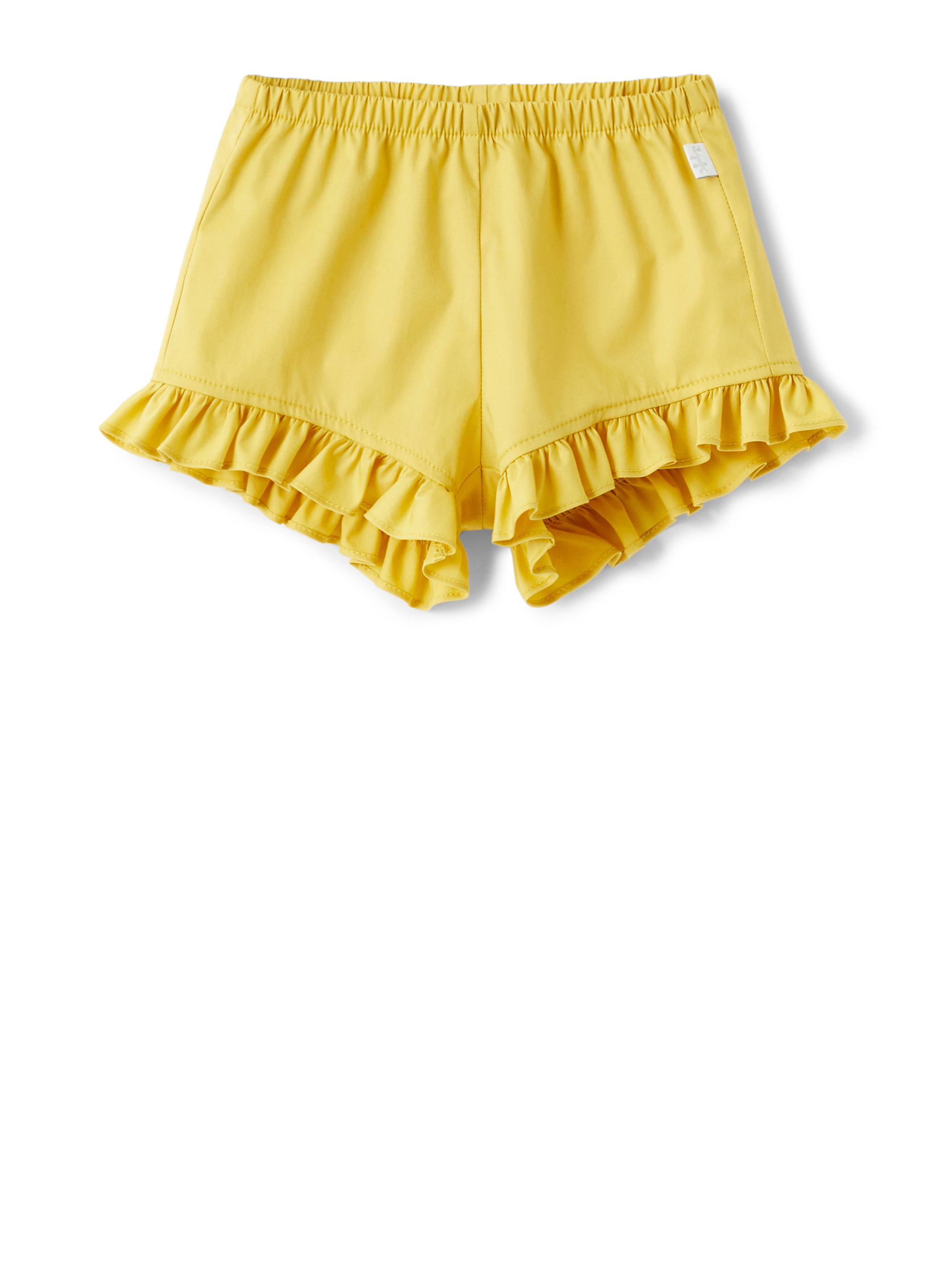 Poplin shorts with ruffles - Yellow | Il Gufo