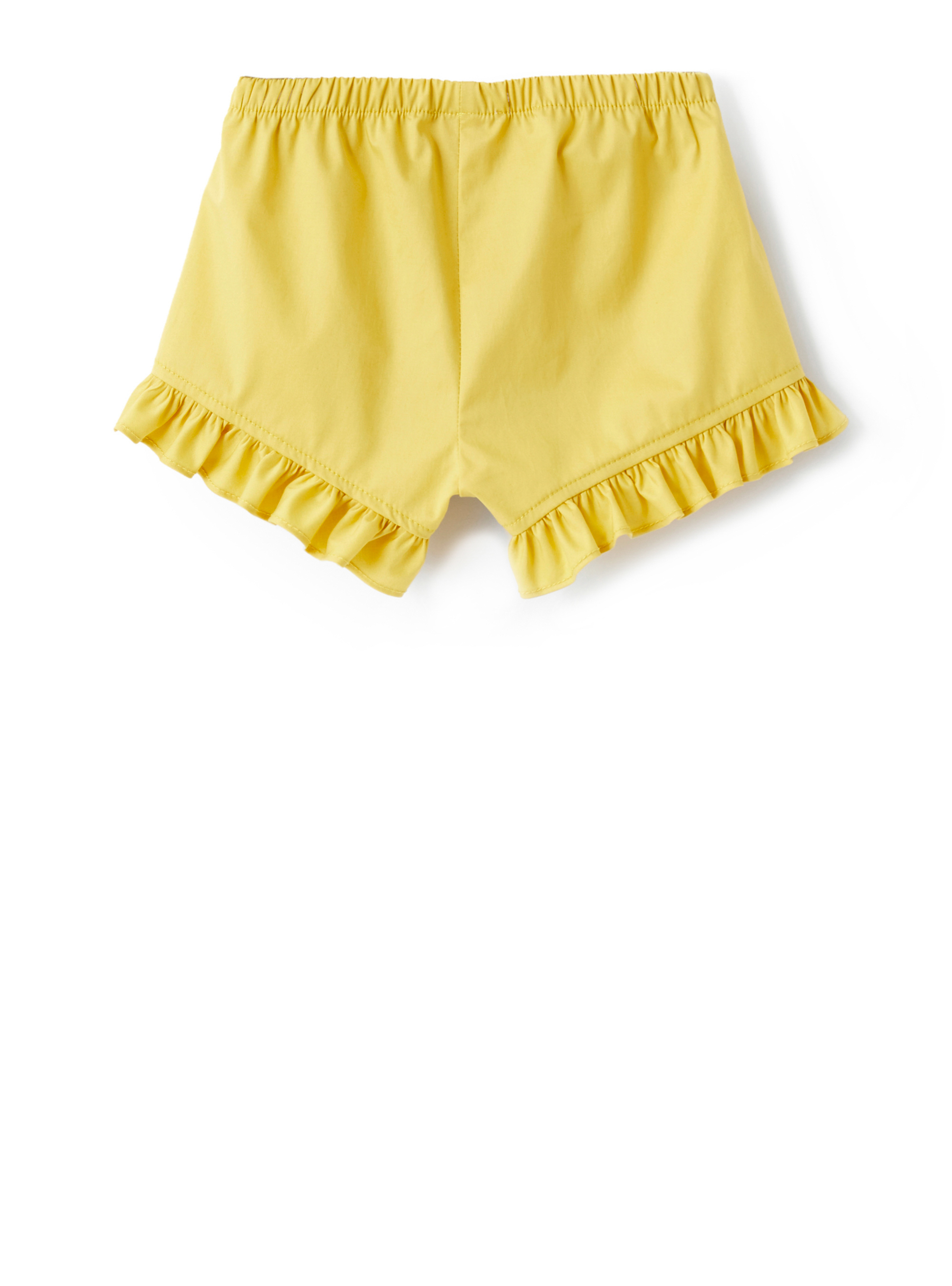 Poplin shorts with ruffles - Yellow | Il Gufo