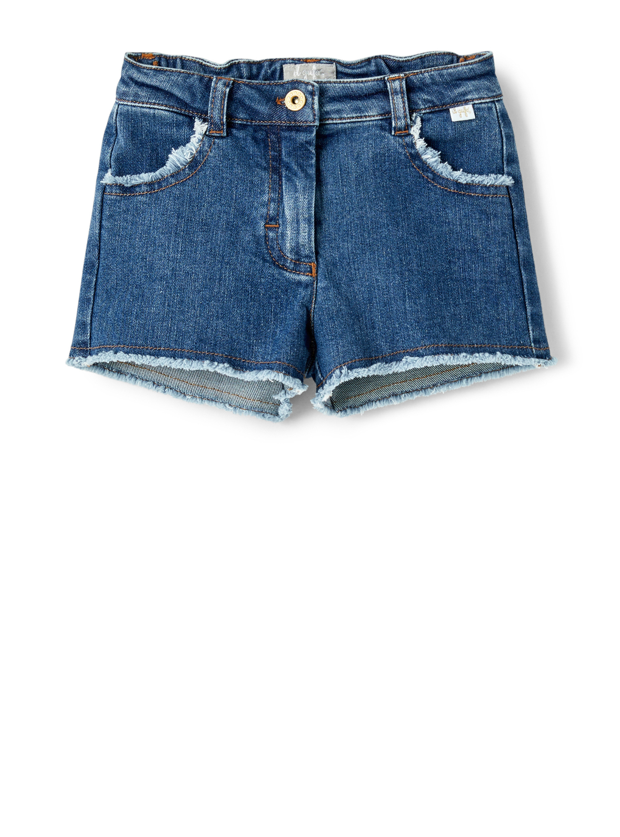 Denim shorts with frayed edges - Blue | Il Gufo