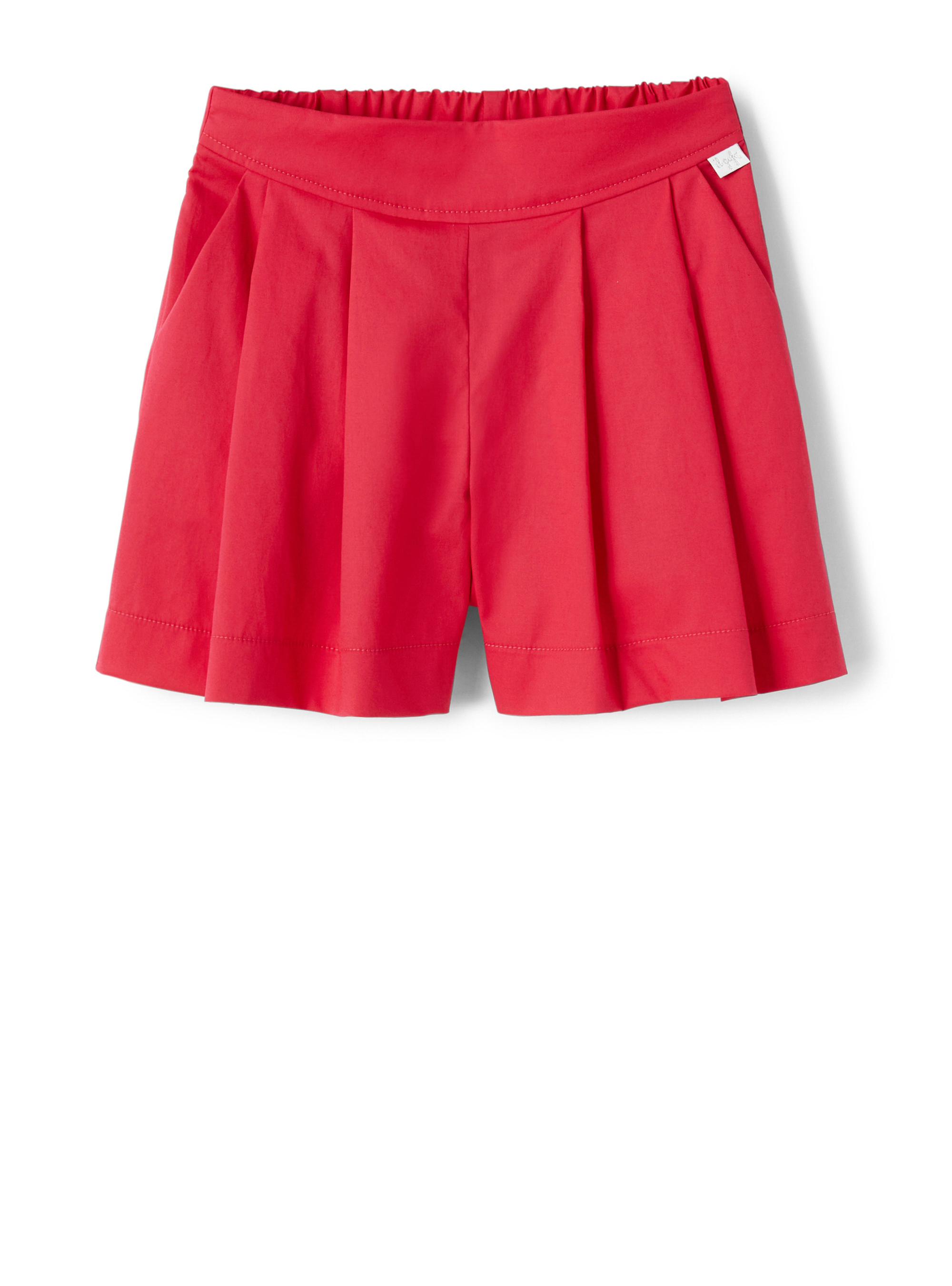 Red poplin pleated Bermuda shorts - Red | Il Gufo