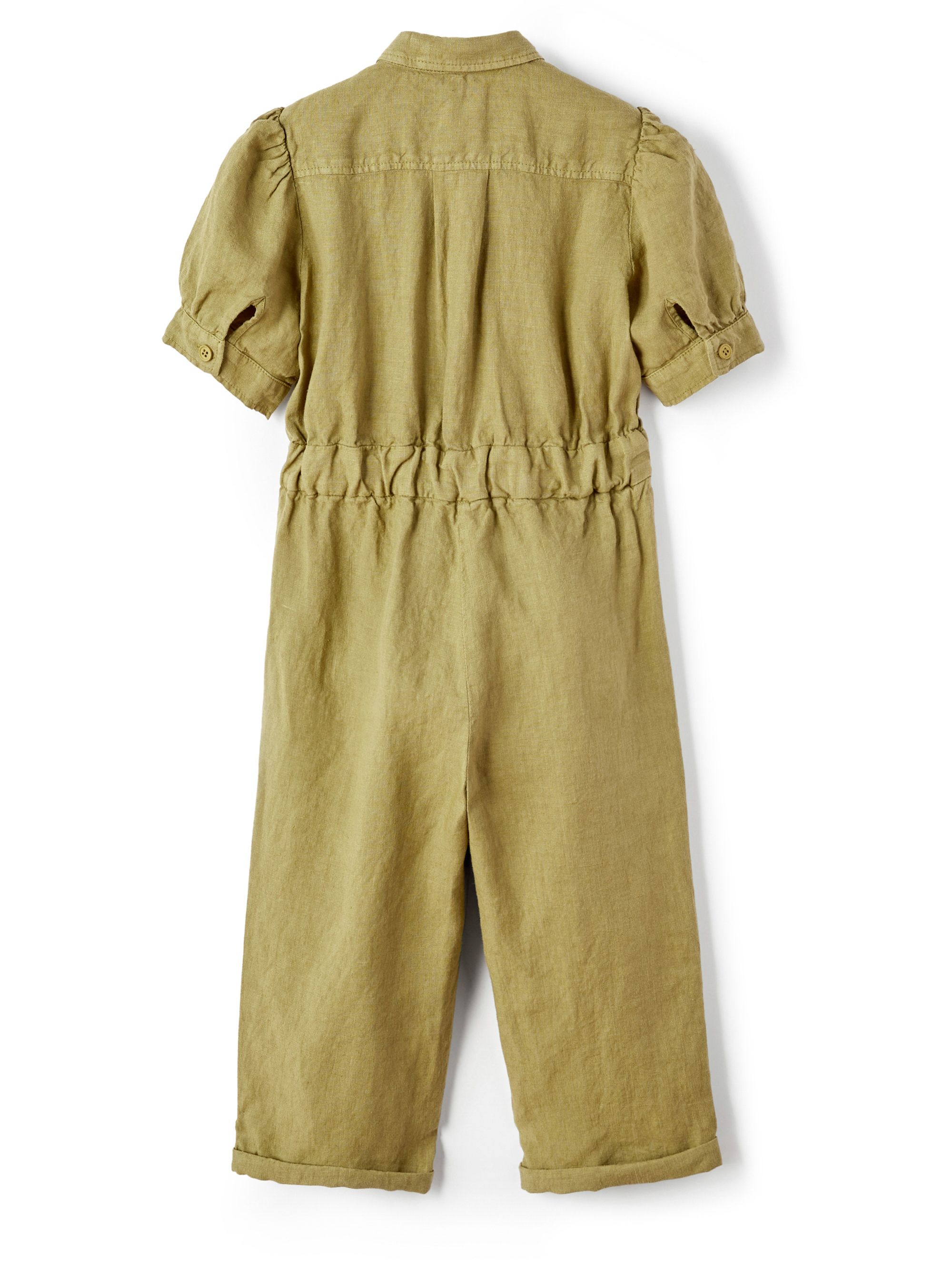 Linen jumpsuit with balloon sleeves - Green | Il Gufo