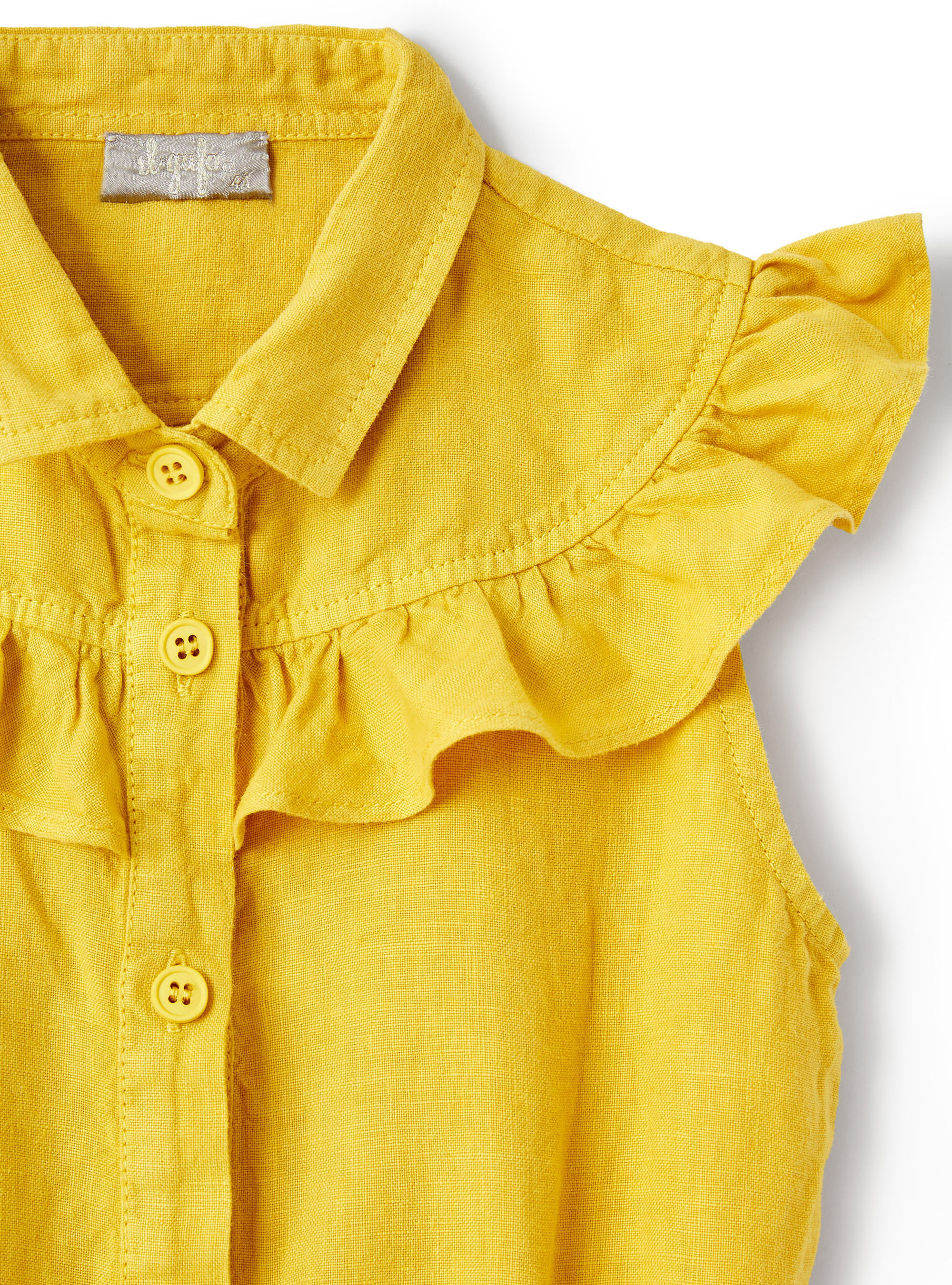 Sleeveless linen jumpsuit with ruffles - Yellow | Il Gufo