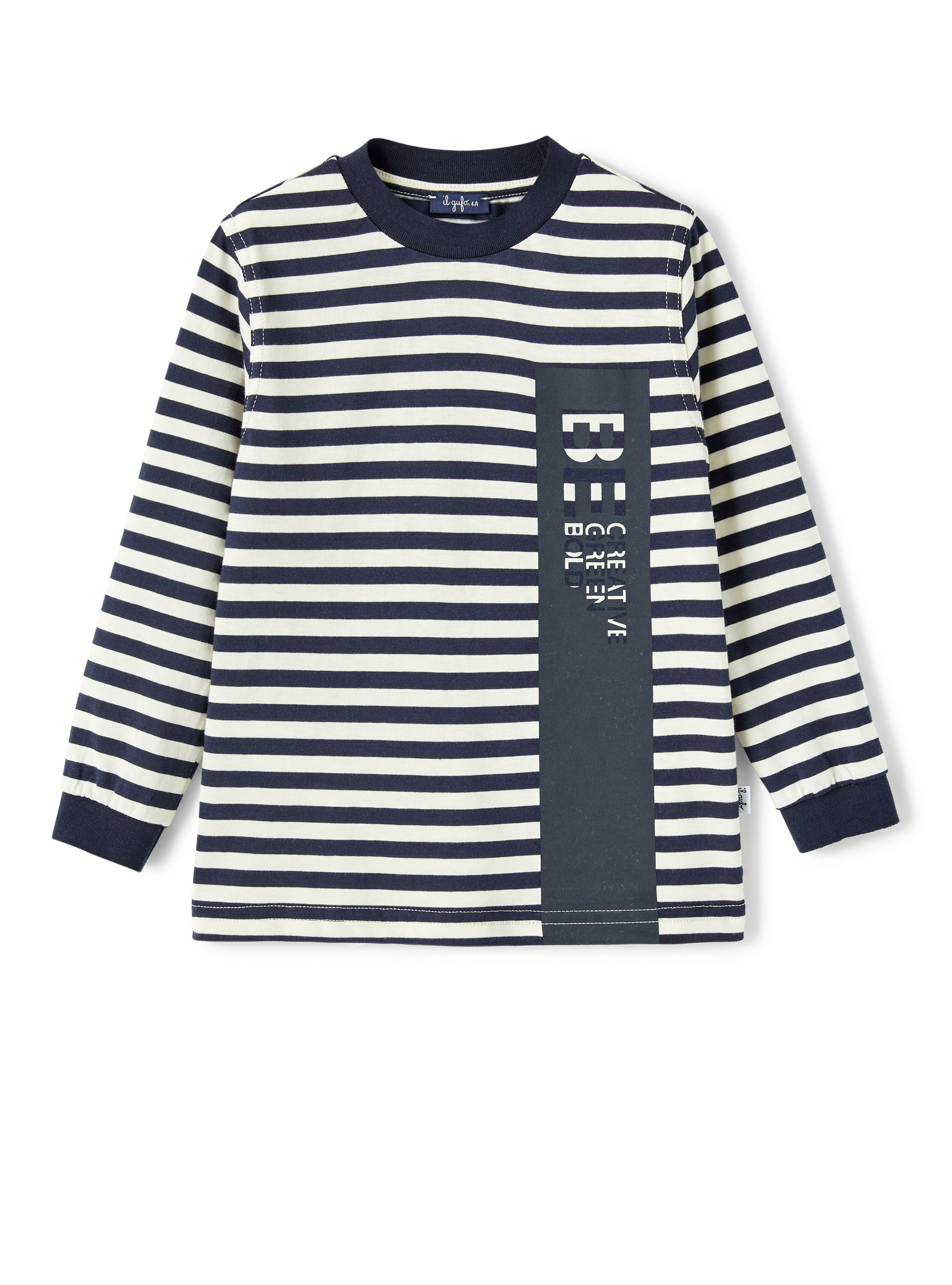 Striped t-shirt with print - Blue | Il Gufo